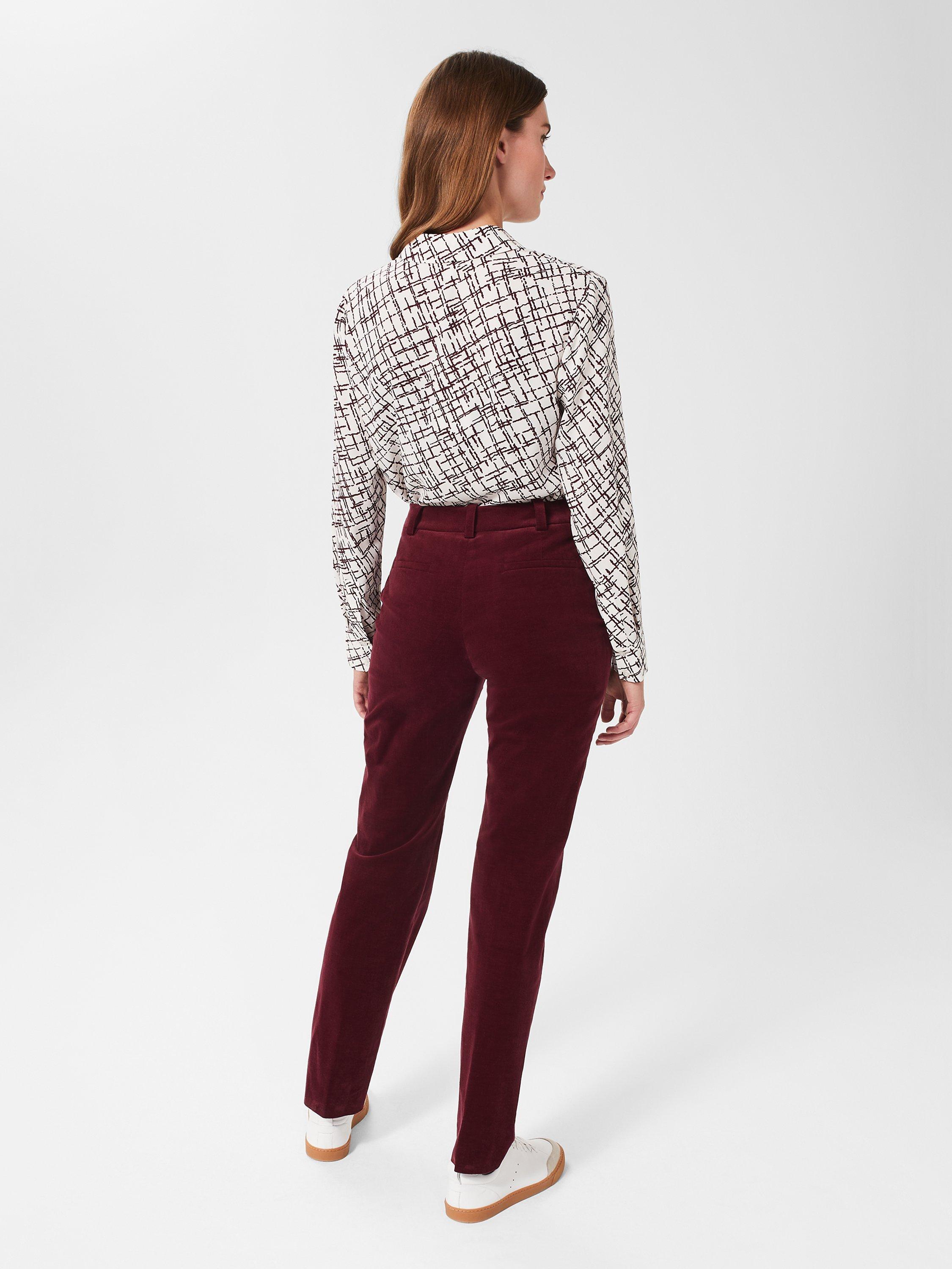 Product image 3 of 7, which shows Hobbs Eva Cross Hatch Print Shirt, Ivory/Plum, 10
