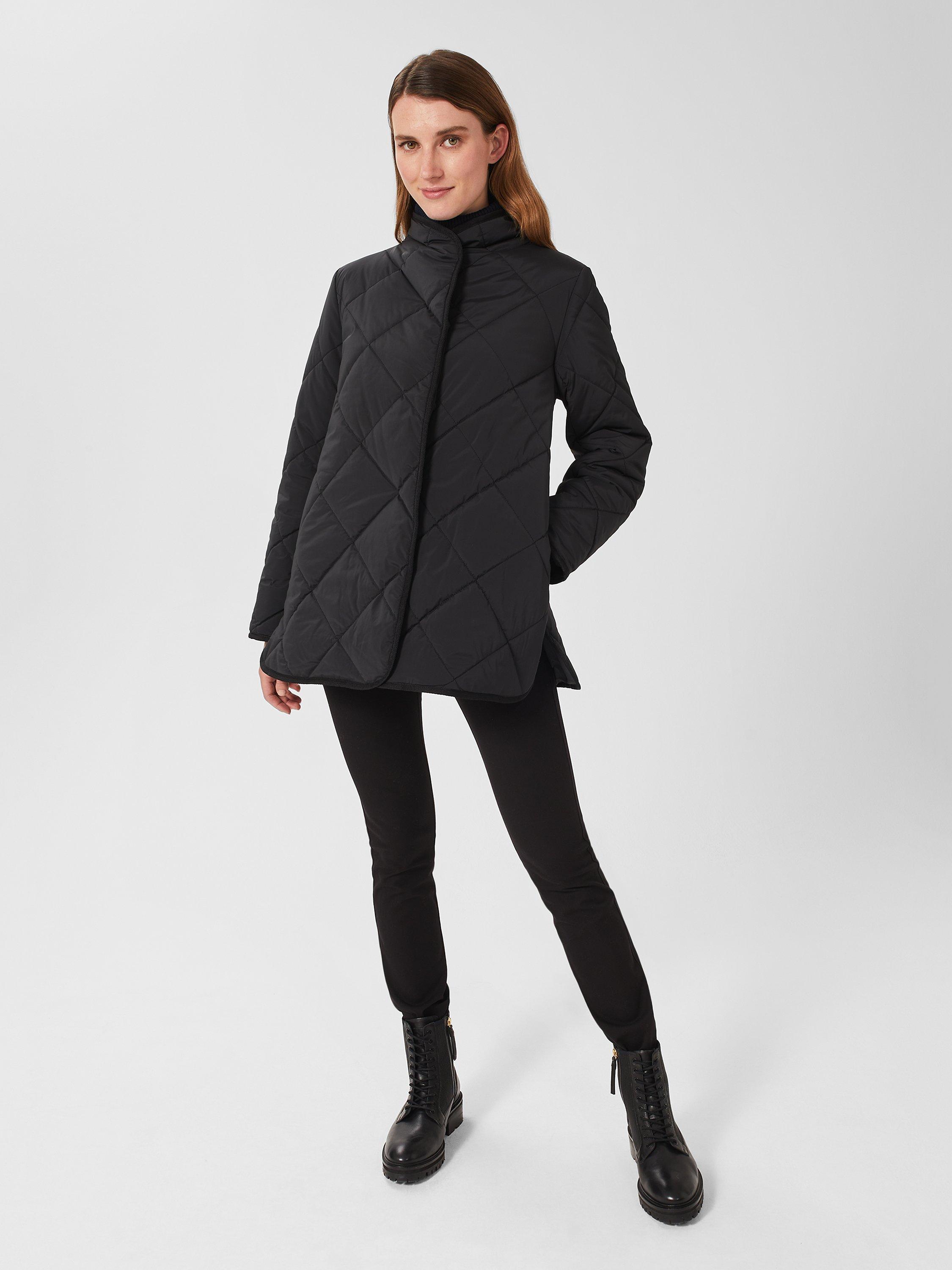 Hobbs Elaina High Neck Quilted Jacket, Black