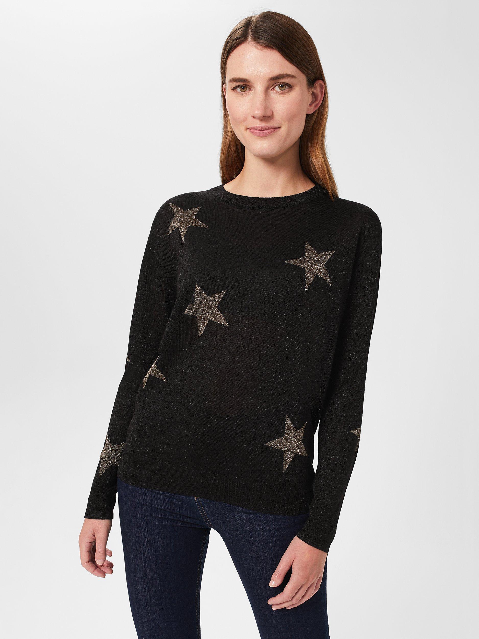 Hobbs Deborah Metallic Star Jumper Black Gold