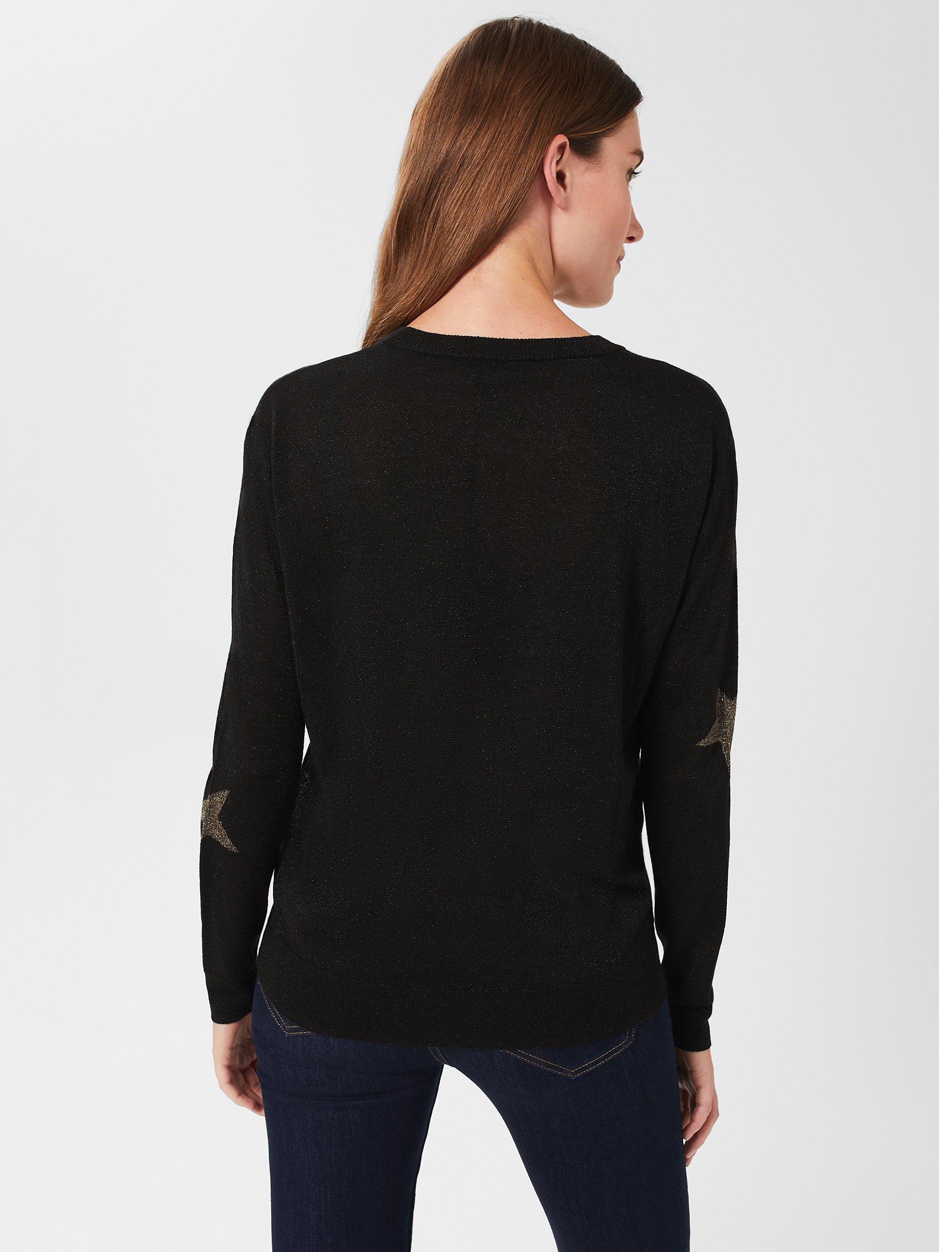 Hobbs Deborah Metallic Star Jumper Black Gold