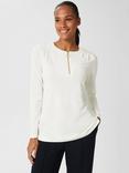 Hobbs Kelsey Zip Neck Tunic Top, Ivory