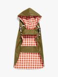 John Lewis Gingham Lined Dog Coat, Green