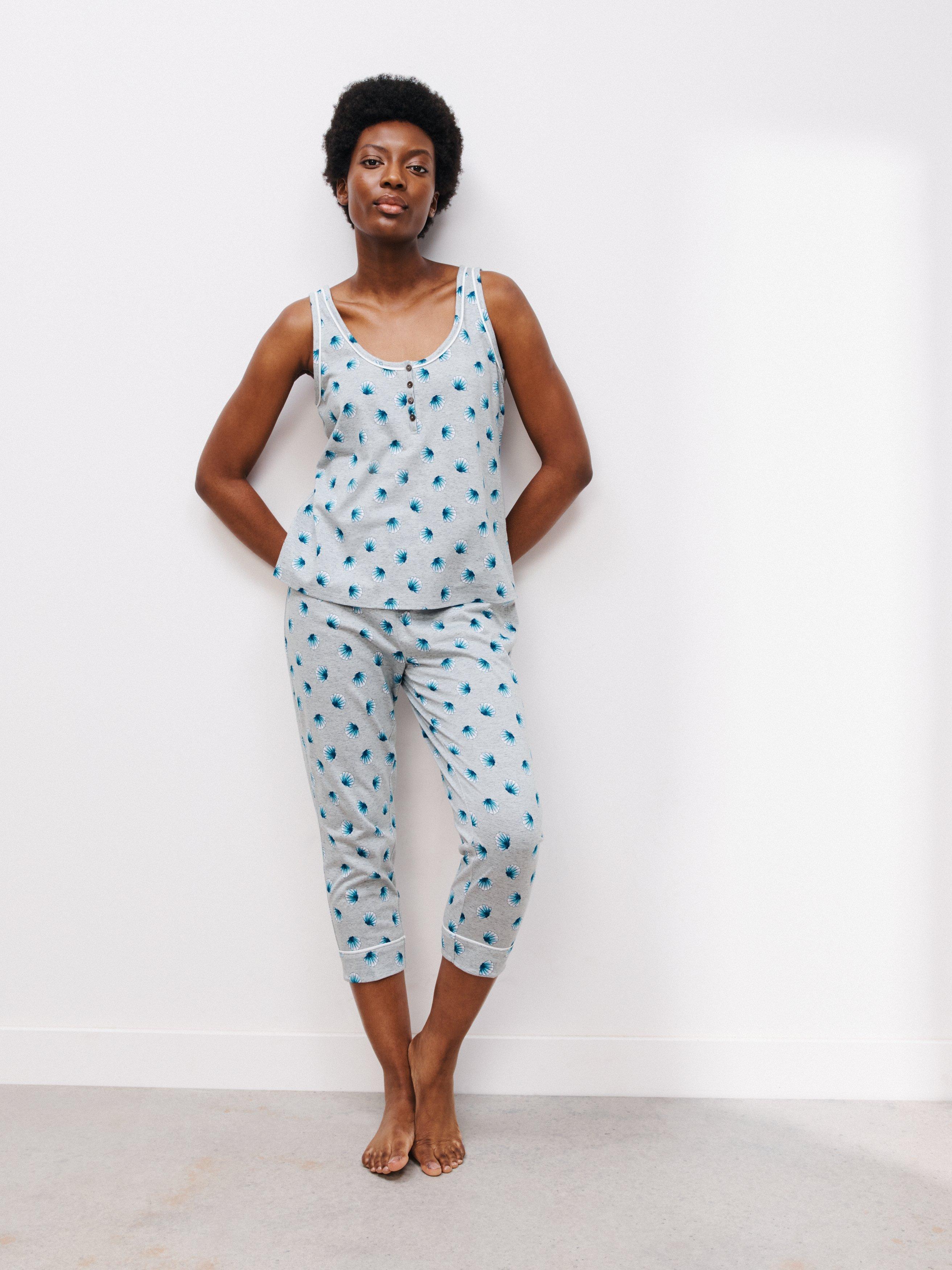 John Lewis Shelby Sleeveless Cropped Jersey Pyjama Set, Grey