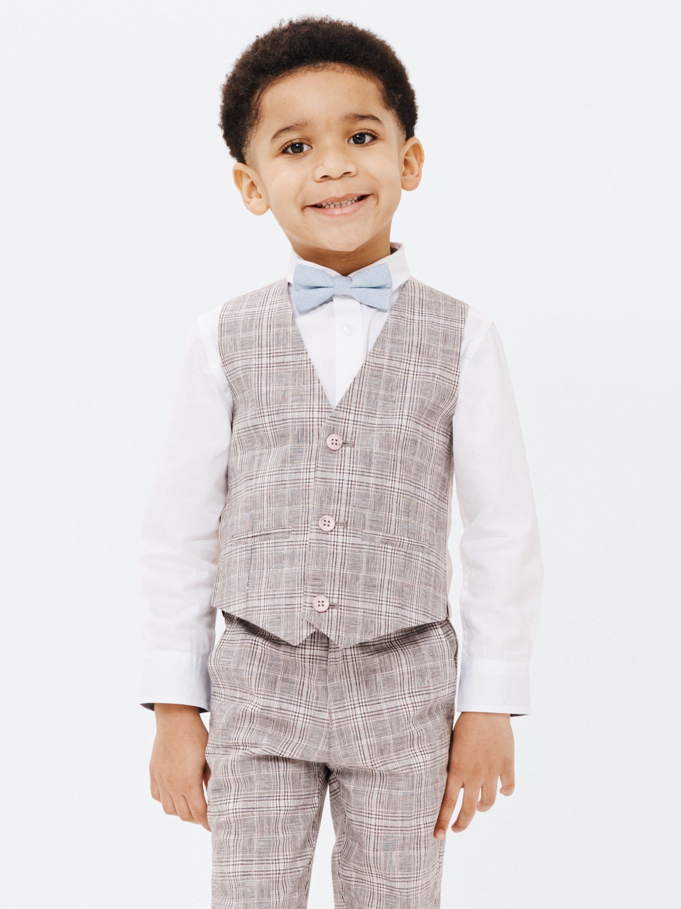 John Lewis Heirloom Collection Kids' Textured Linen Blend Waistcoat, Grey