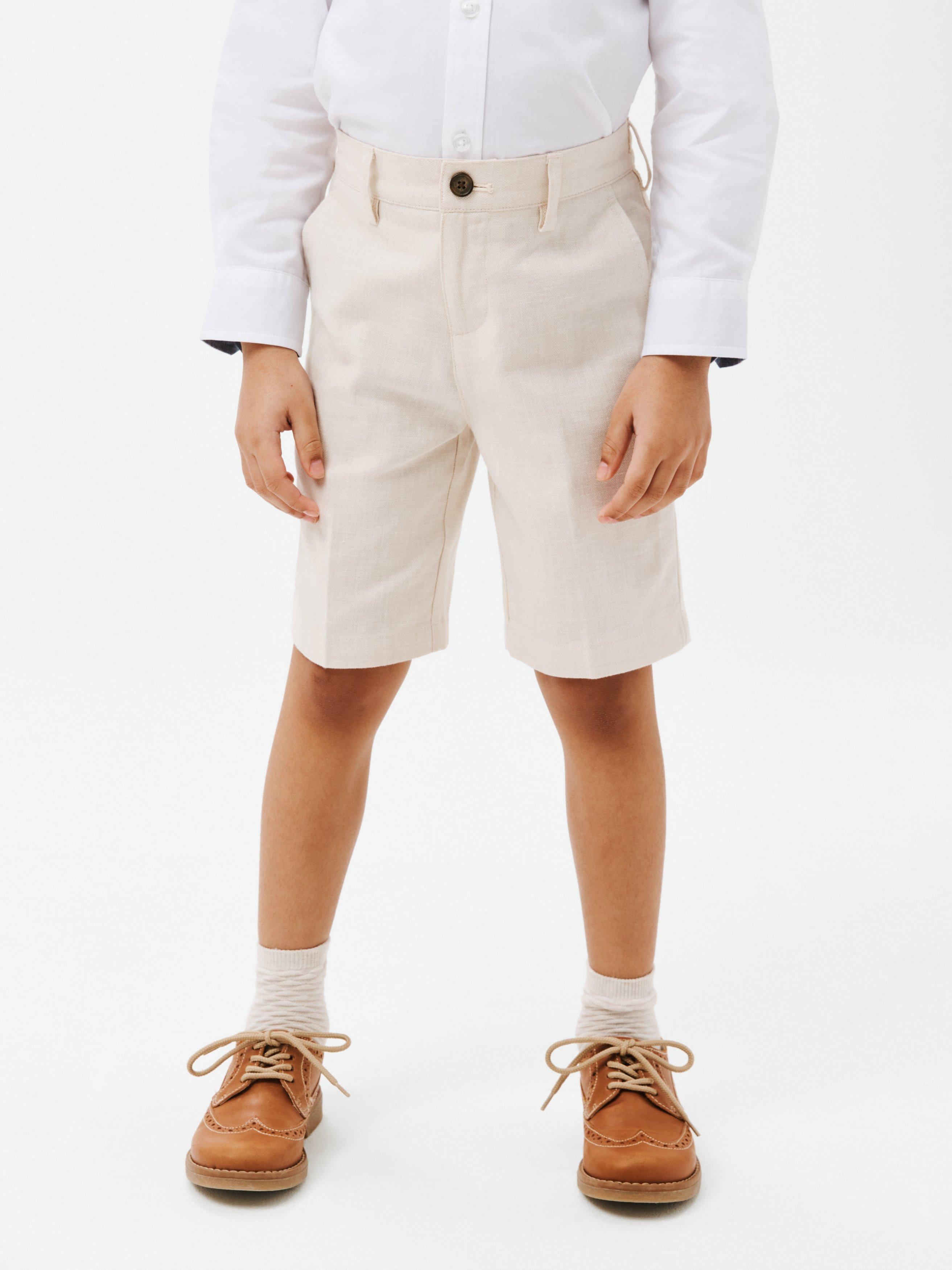 John Lewis Heirloom Collection Kids' Textured Linen Blend Shorts, Neutral
