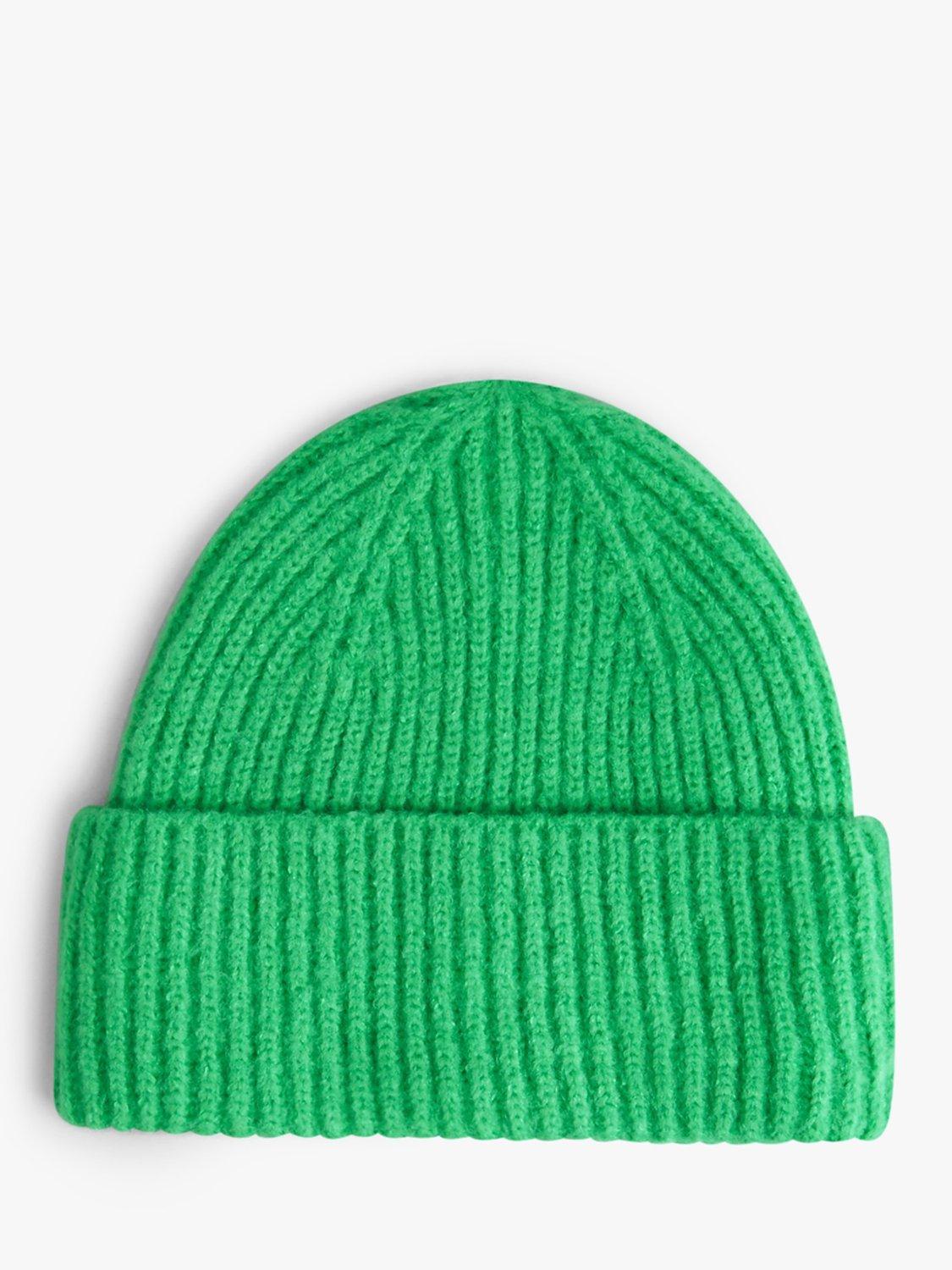 HUSH Deni Ribbed Beanie Hat, Green, One Size