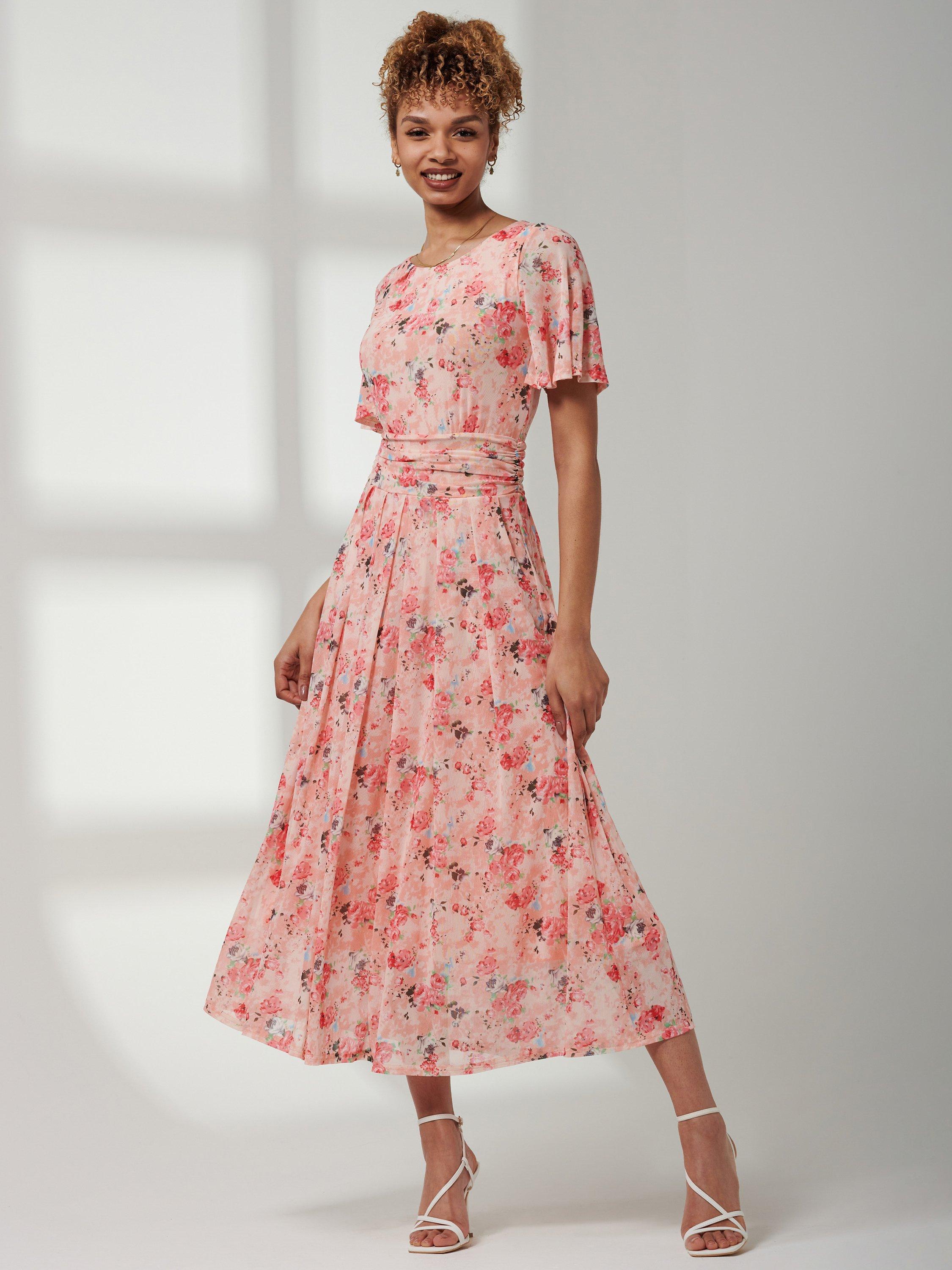 Jolie Moi Giana Floral Mesh Midi Dress