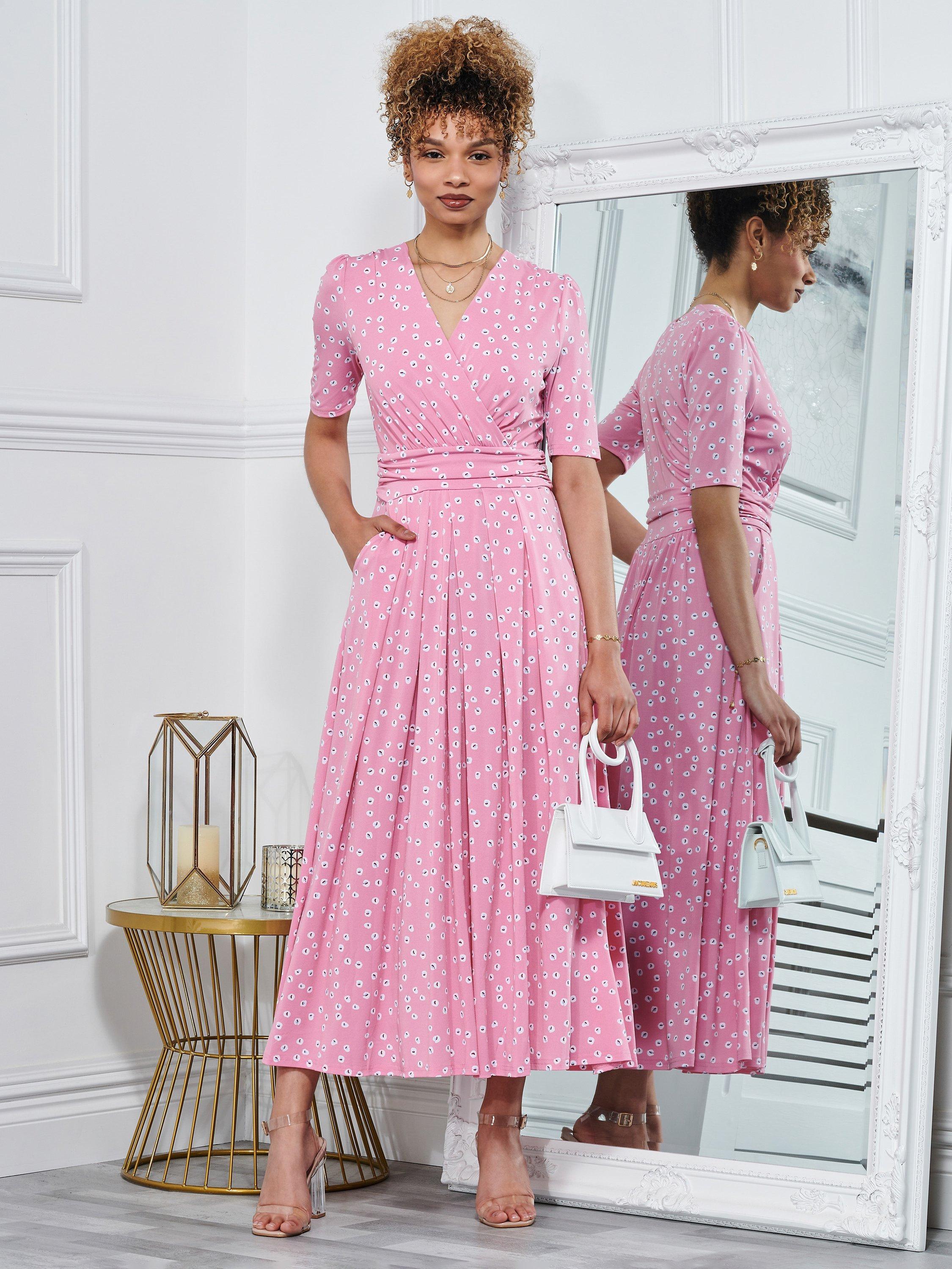 Jolie Moi Lyanna Wrap Front Maxi Dress, Dusty Pink