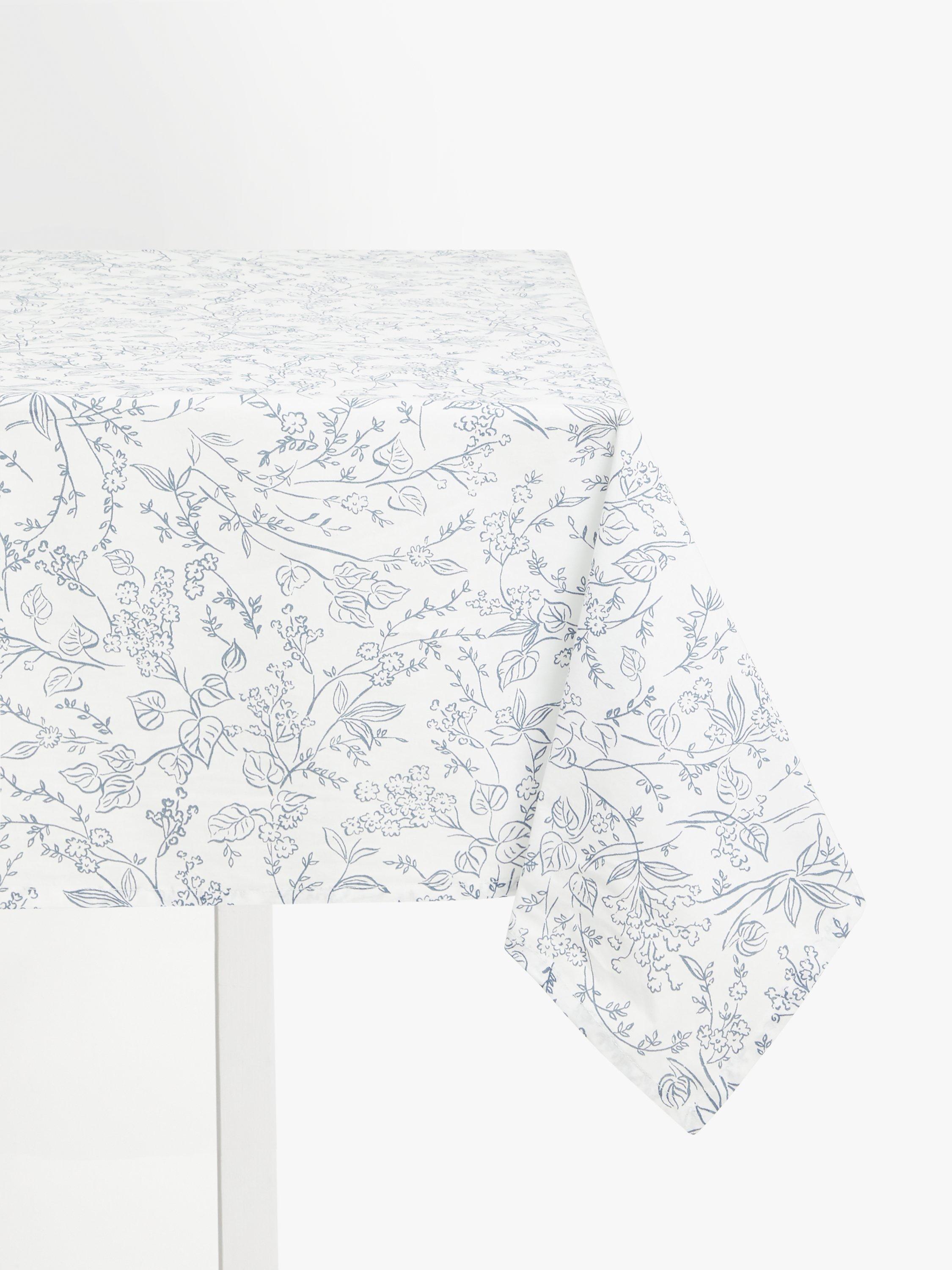 John Lewis ANYDAY Meadow Rectangular Cotton Tablecloth, Blue/White