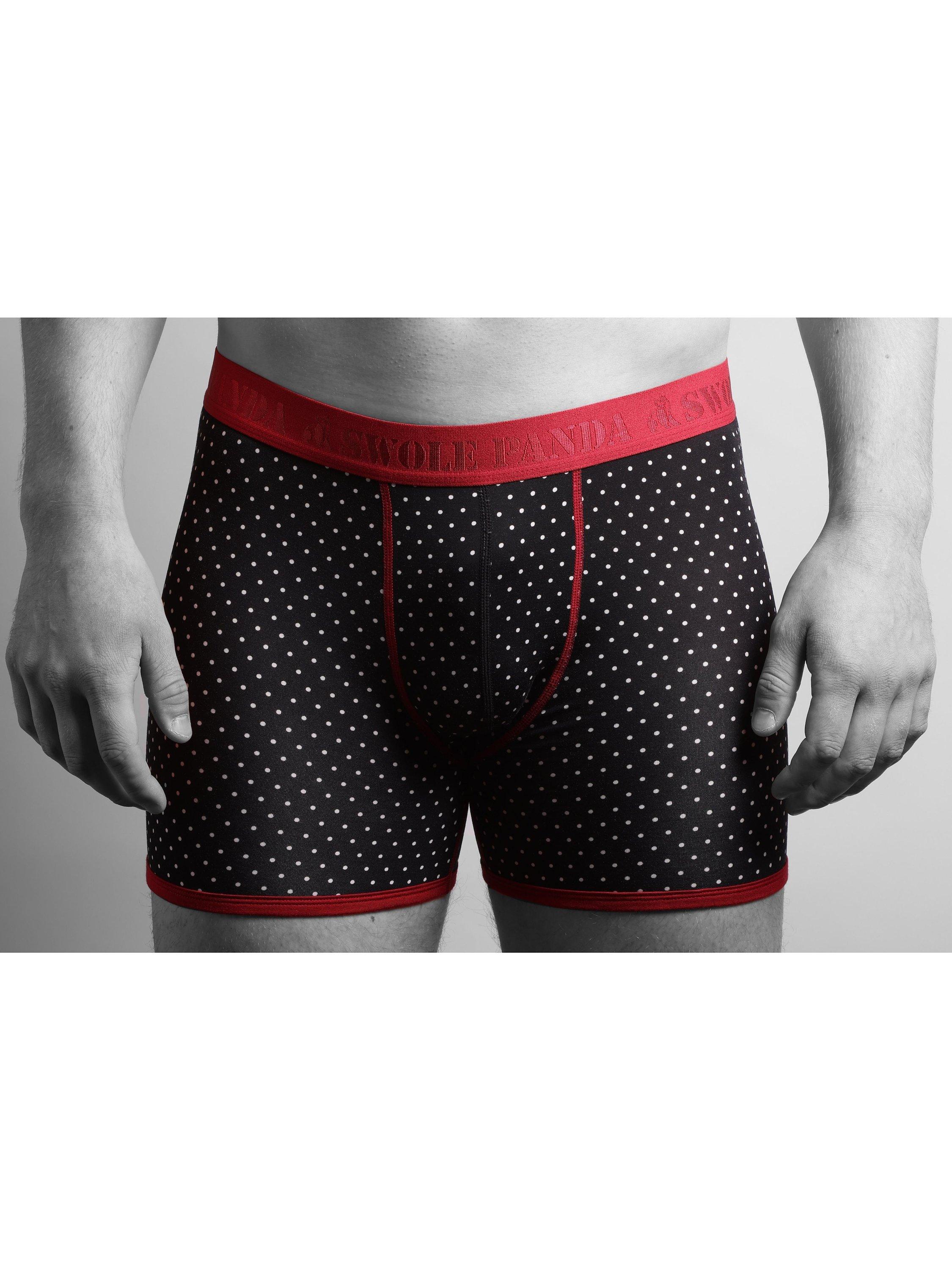 Product image 3 of 3, which shows Swole Panda Skulls & Spots Bamboo Boxers, Pack of 2, Burgundy/Black, S