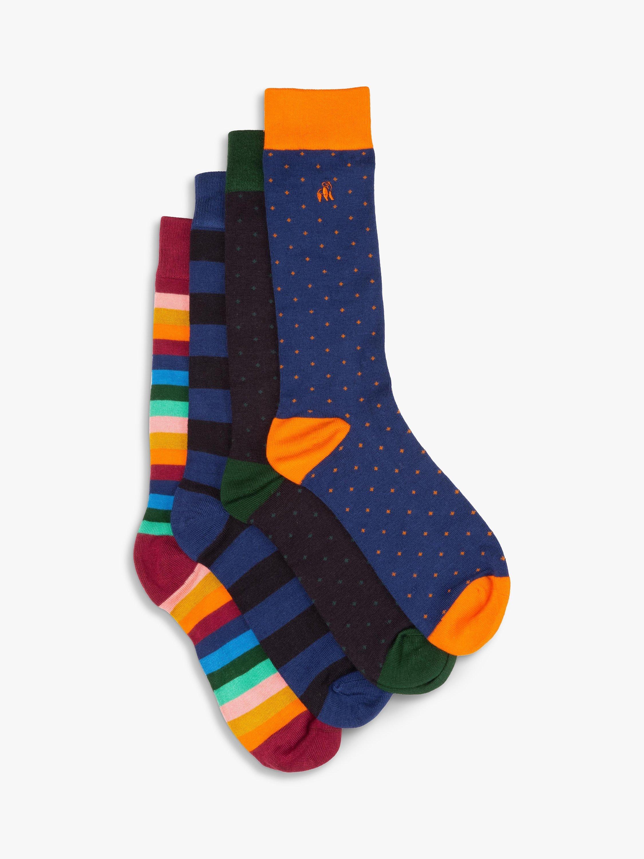 Product image 1 of 9, which shows Swole Panda Spots & Stripes Comfort Cuff Bamboo Socks, Pack of 4, Multi, 7-11