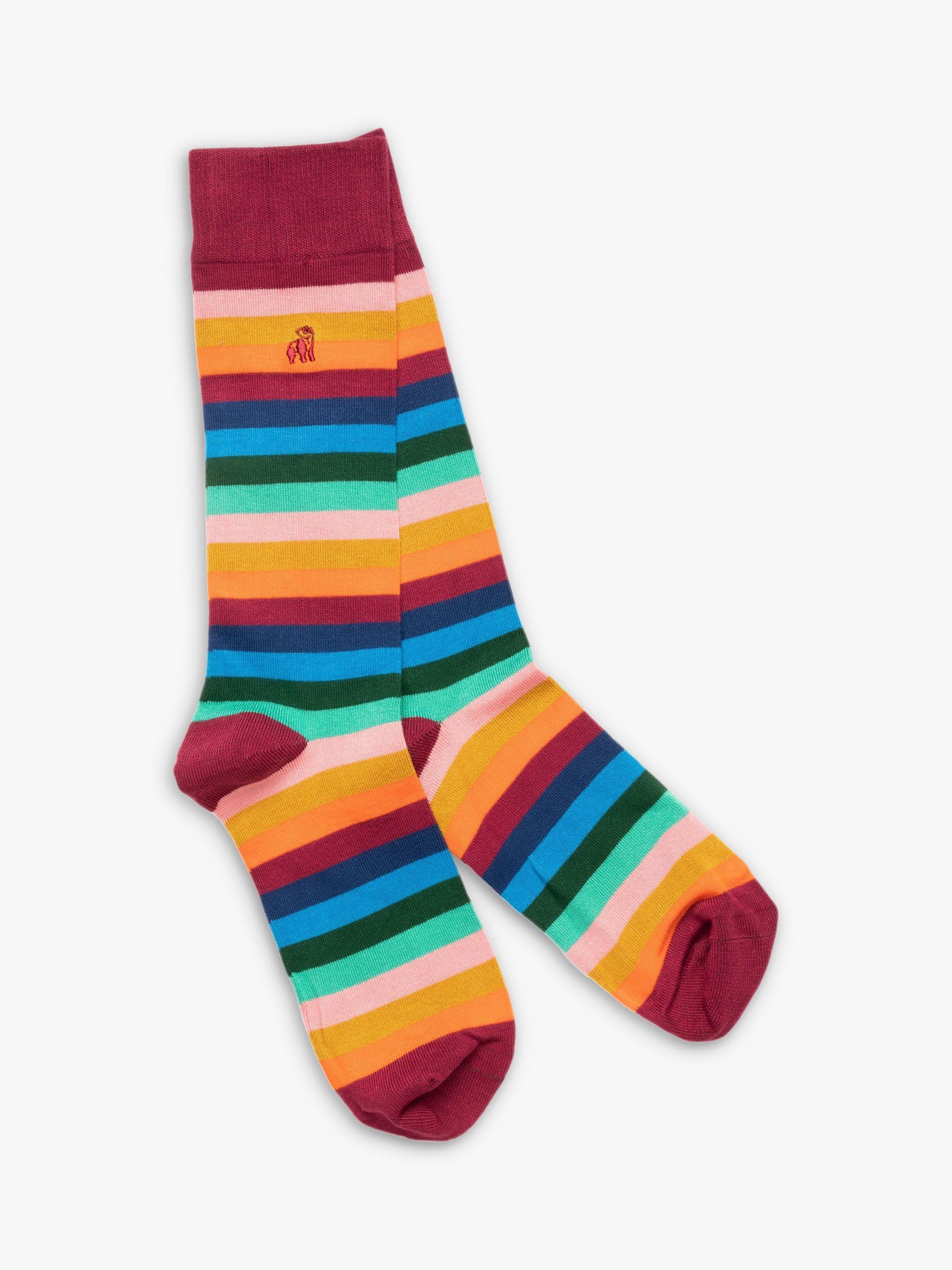 Product image 8 of 9, which shows Swole Panda Spots & Stripes Comfort Cuff Bamboo Socks, Pack of 4, Multi, 7-11
