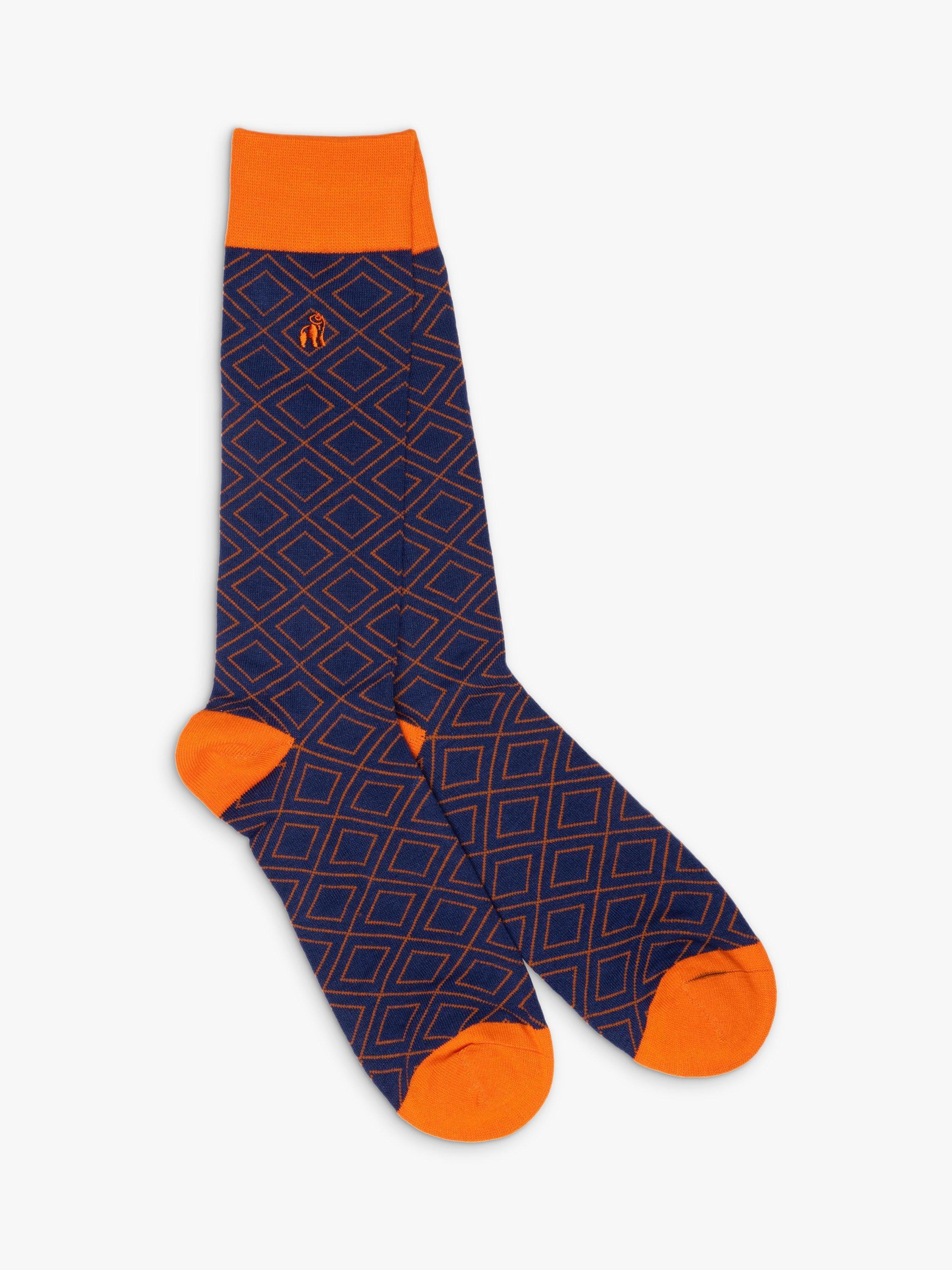 Swole Panda Pattern Bamboo Socks, Pack of 4, Orange/Blue/Multi, 7-11