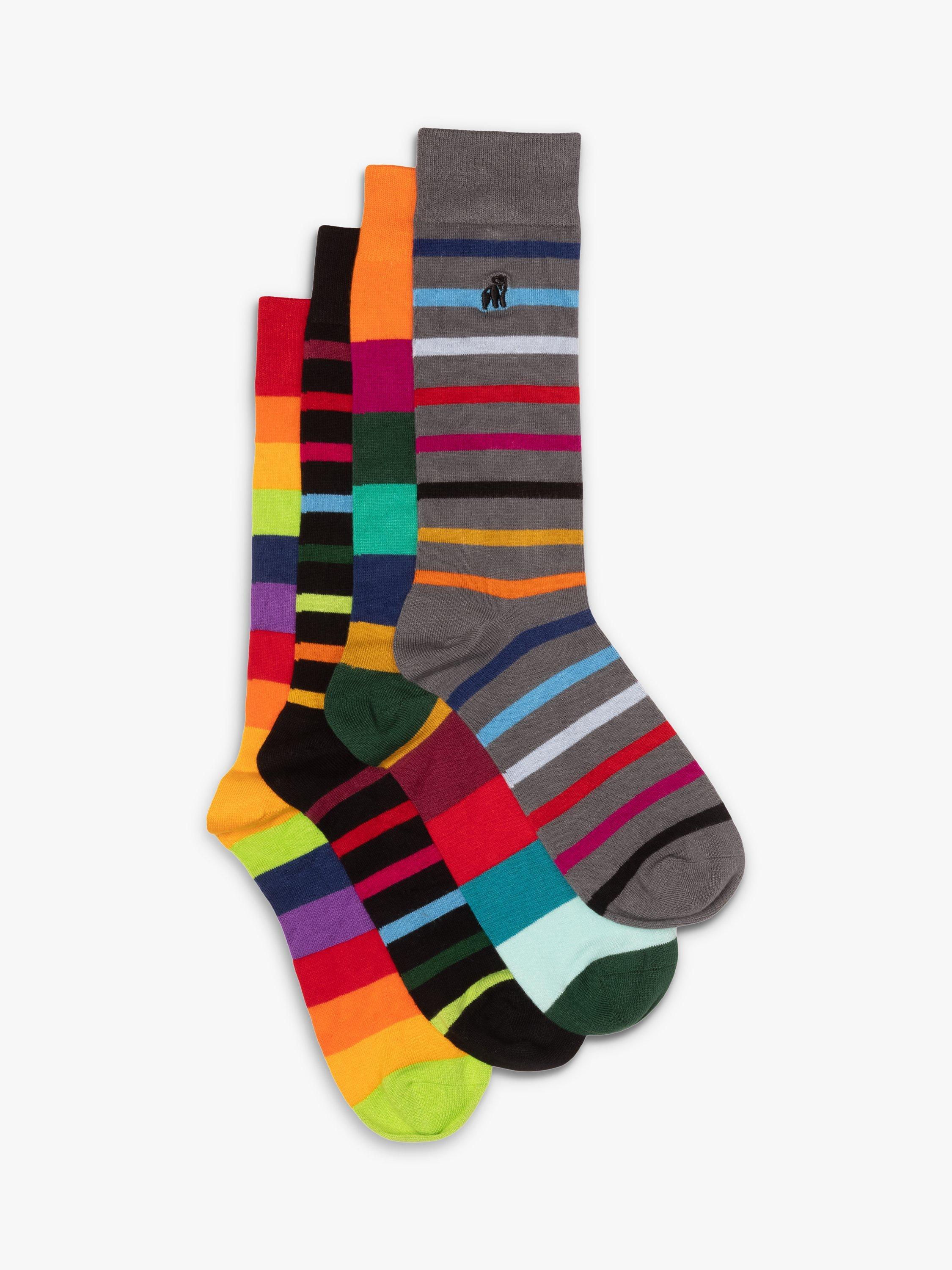Swole Panda Narrow Stripe Bamboo Socks, Pack of 4, Multi