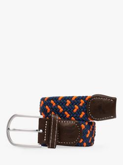 Swole Panda Spot Recycled Woven Belt, Navy/Orange, Navy/Orange