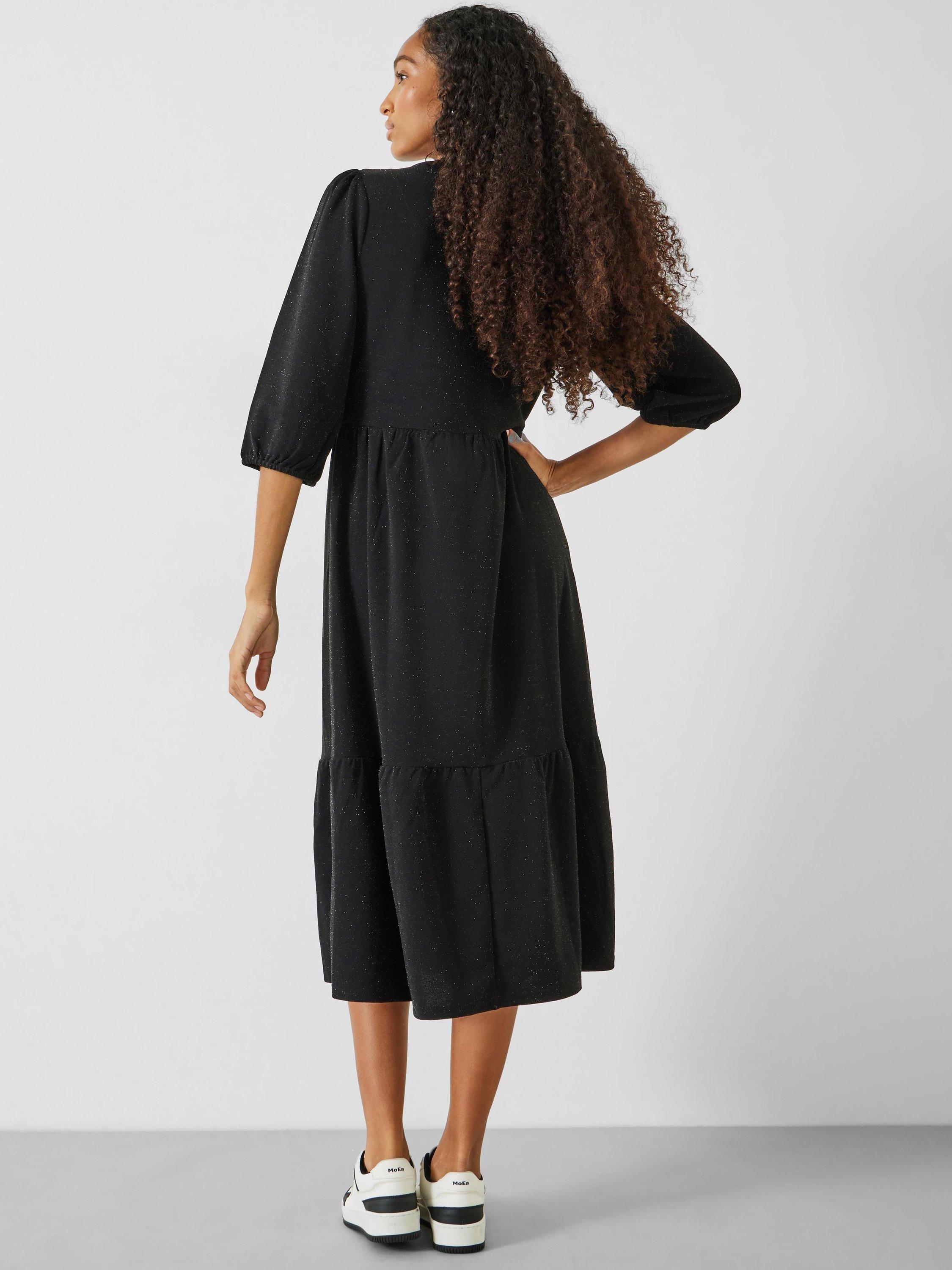 Product image 3 of 3, which shows HUSH Athena Sparkle Jersey Dress, Black, 10
