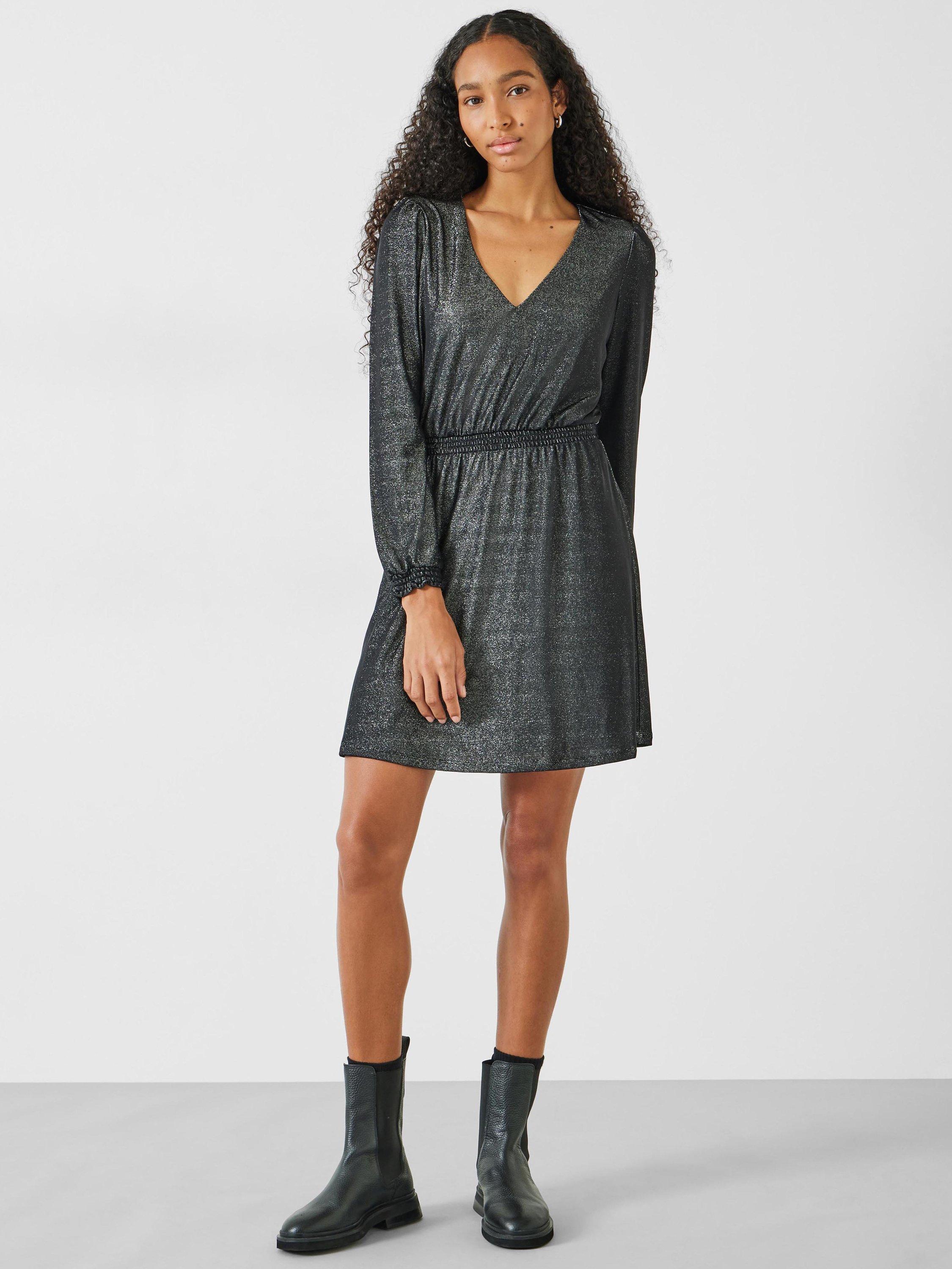 HUSH Jasleen Shimmer Mini Dress, Black