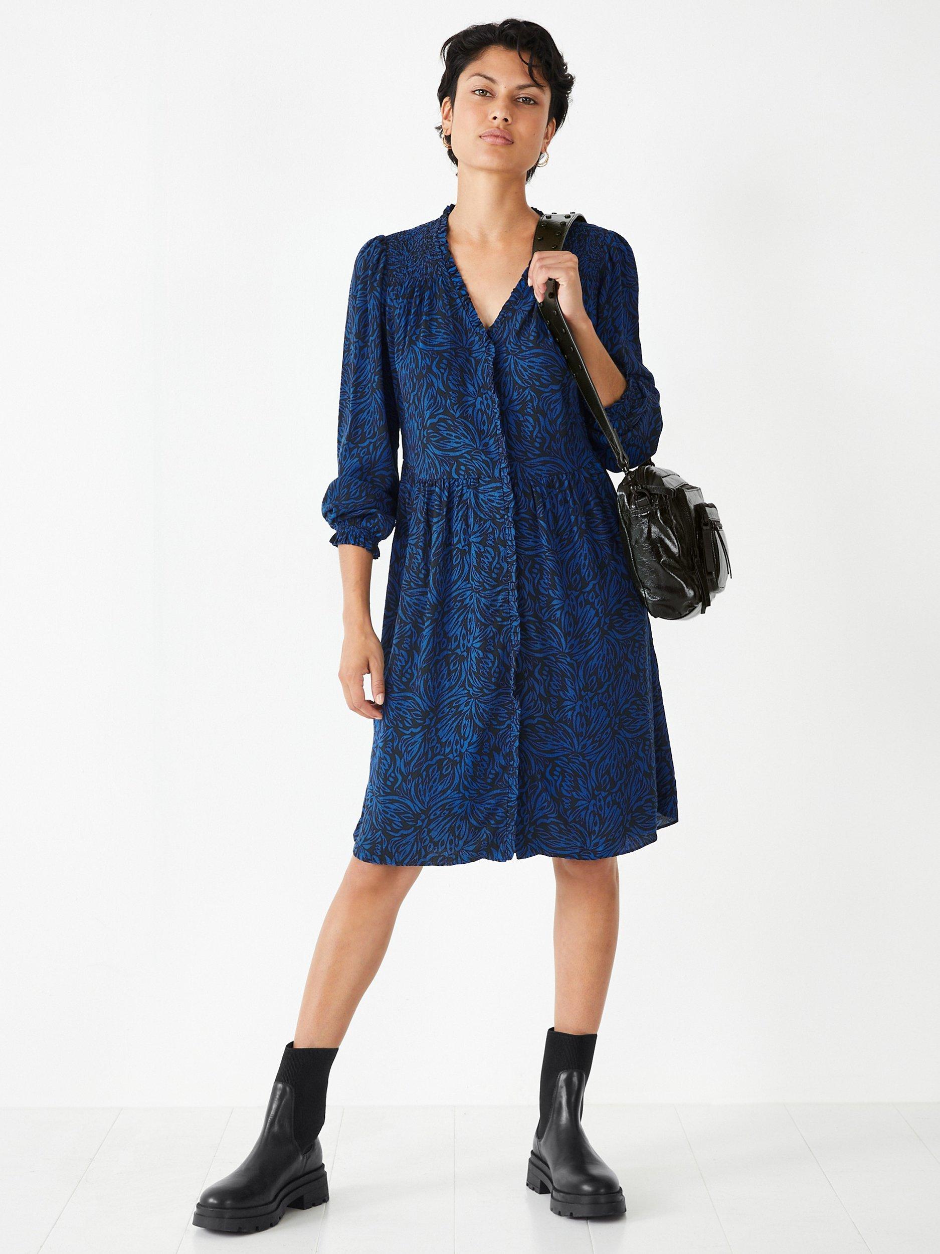 HUSH Emilie Butterfly Print Mini Dress, Blue