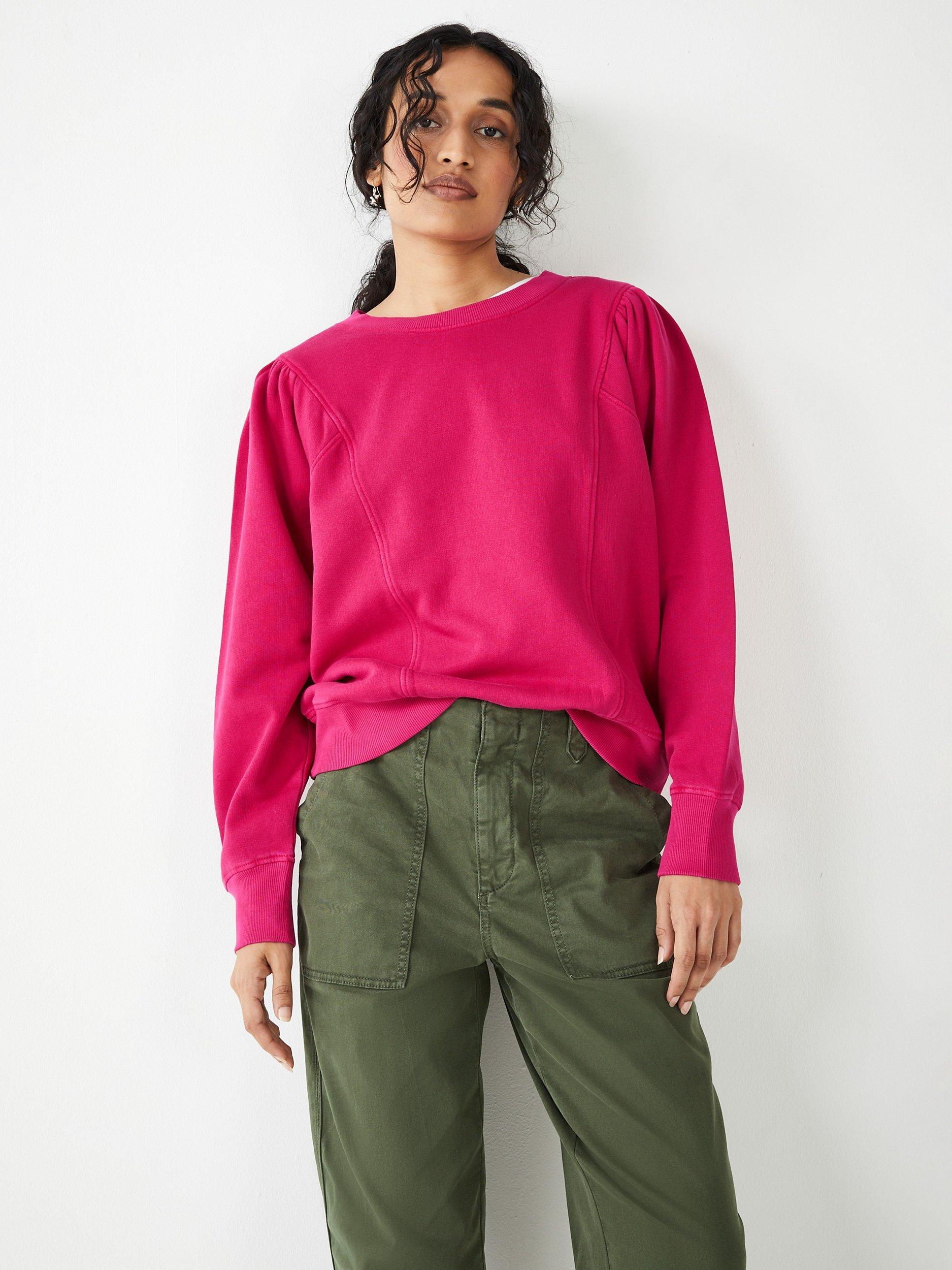 HUSH Anastasia Gathered Sleeve Sweatshirt Deep Berry Pink