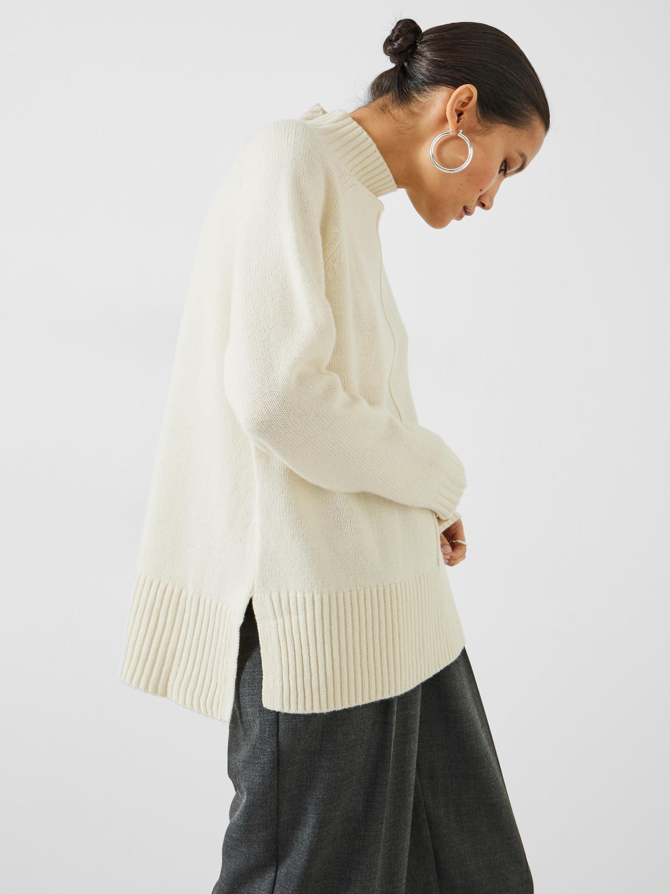 HUSH Lacy Seam Detail Jumper, Ecru