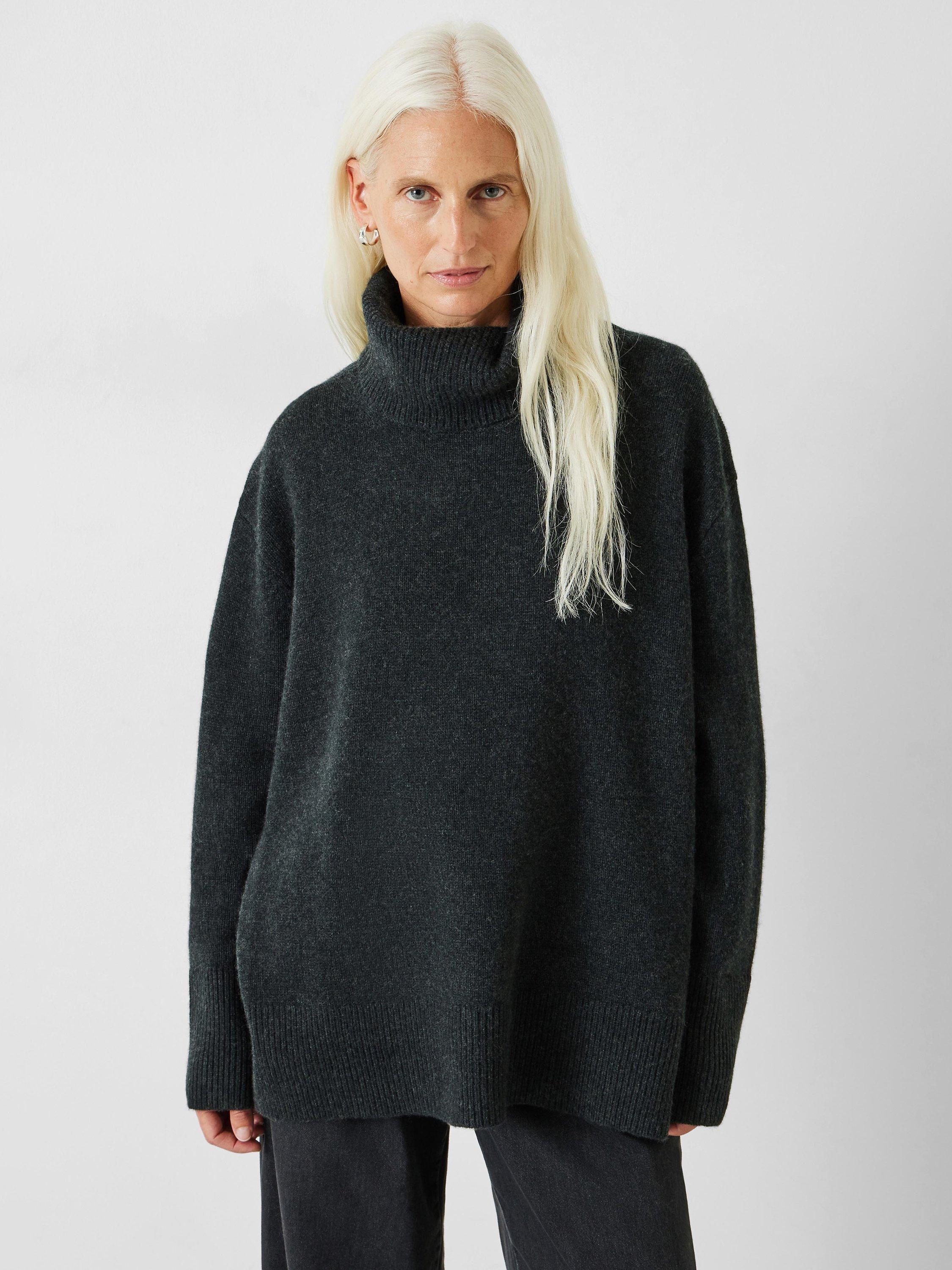 Black chunky polo neck jumper hotsell