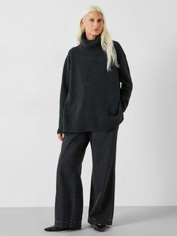 HUSH Cashmere Chunky Roll Neck Jumper - view 2, Charcoal Marl