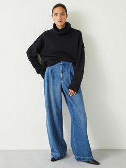 HUSH Meryll Roll Neck Wool Blend Cropped Jumper - view 2, Black