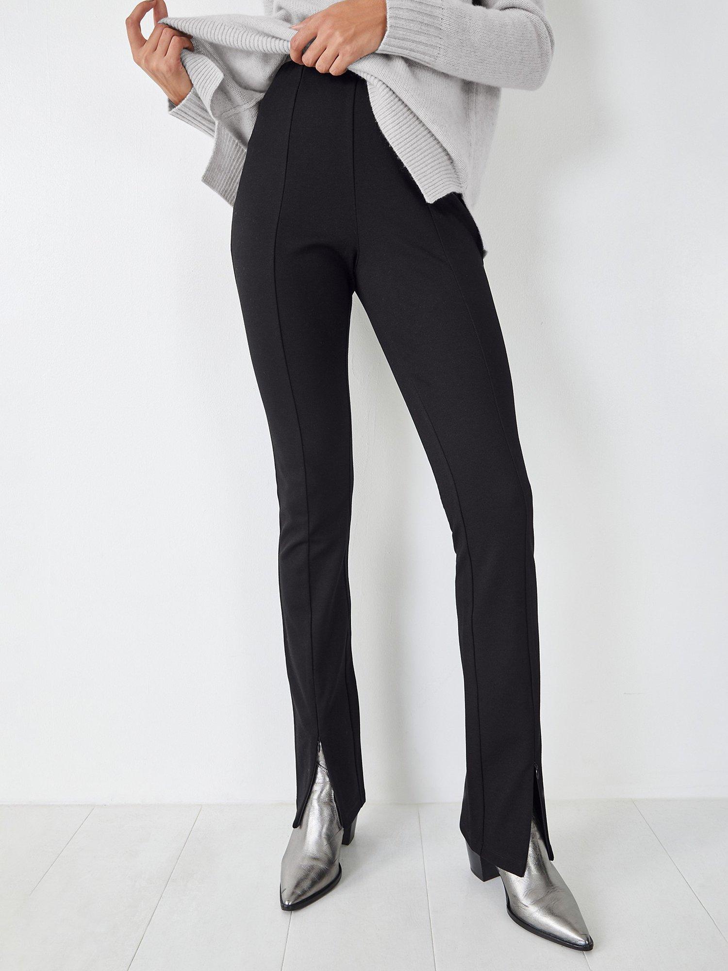 HUSH Adriana Zip Hem Trousers, Black