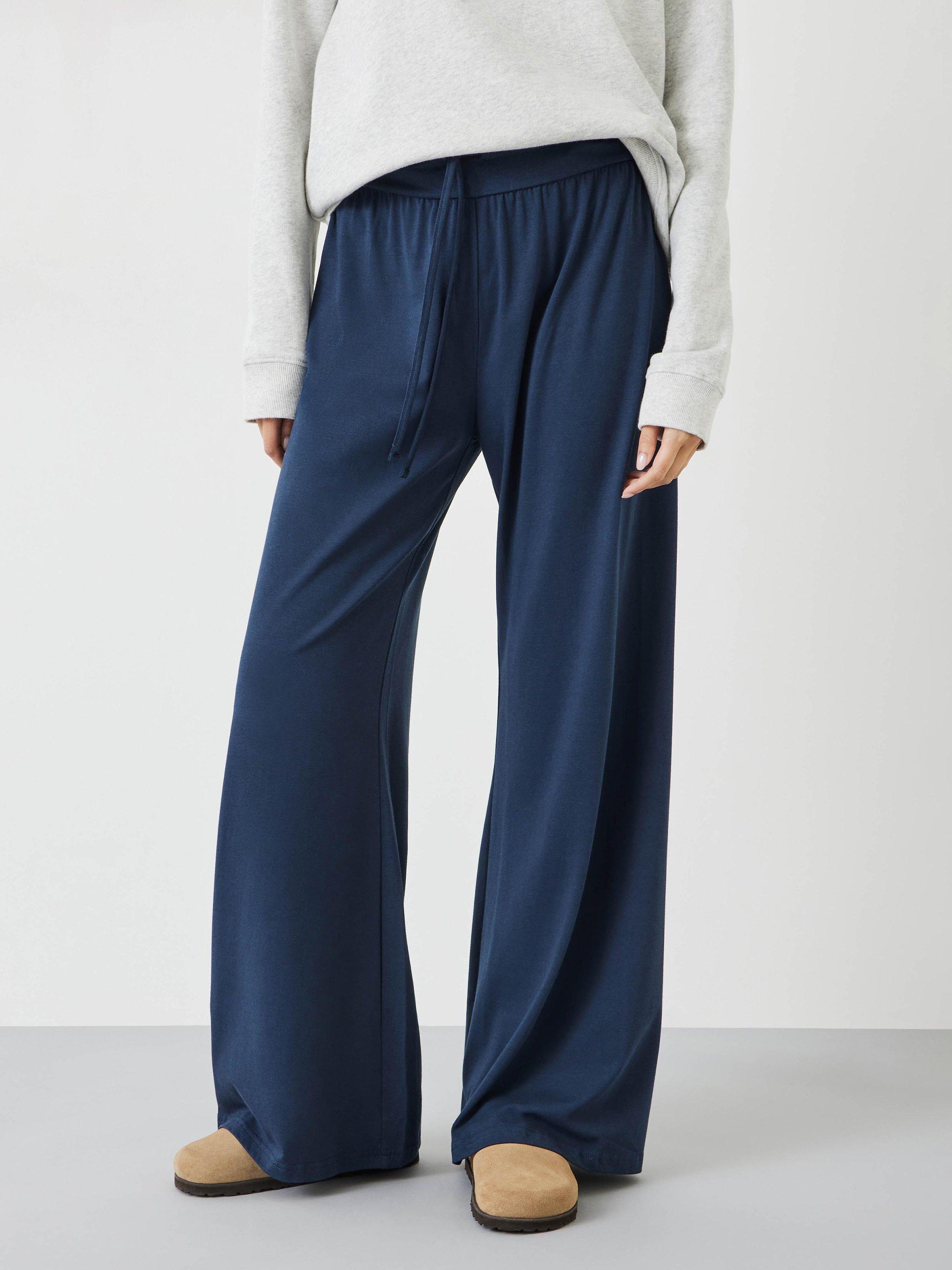 Product image 1 of 5, which shows HUSH Amie Wide Leg Joggers, Navy, 10