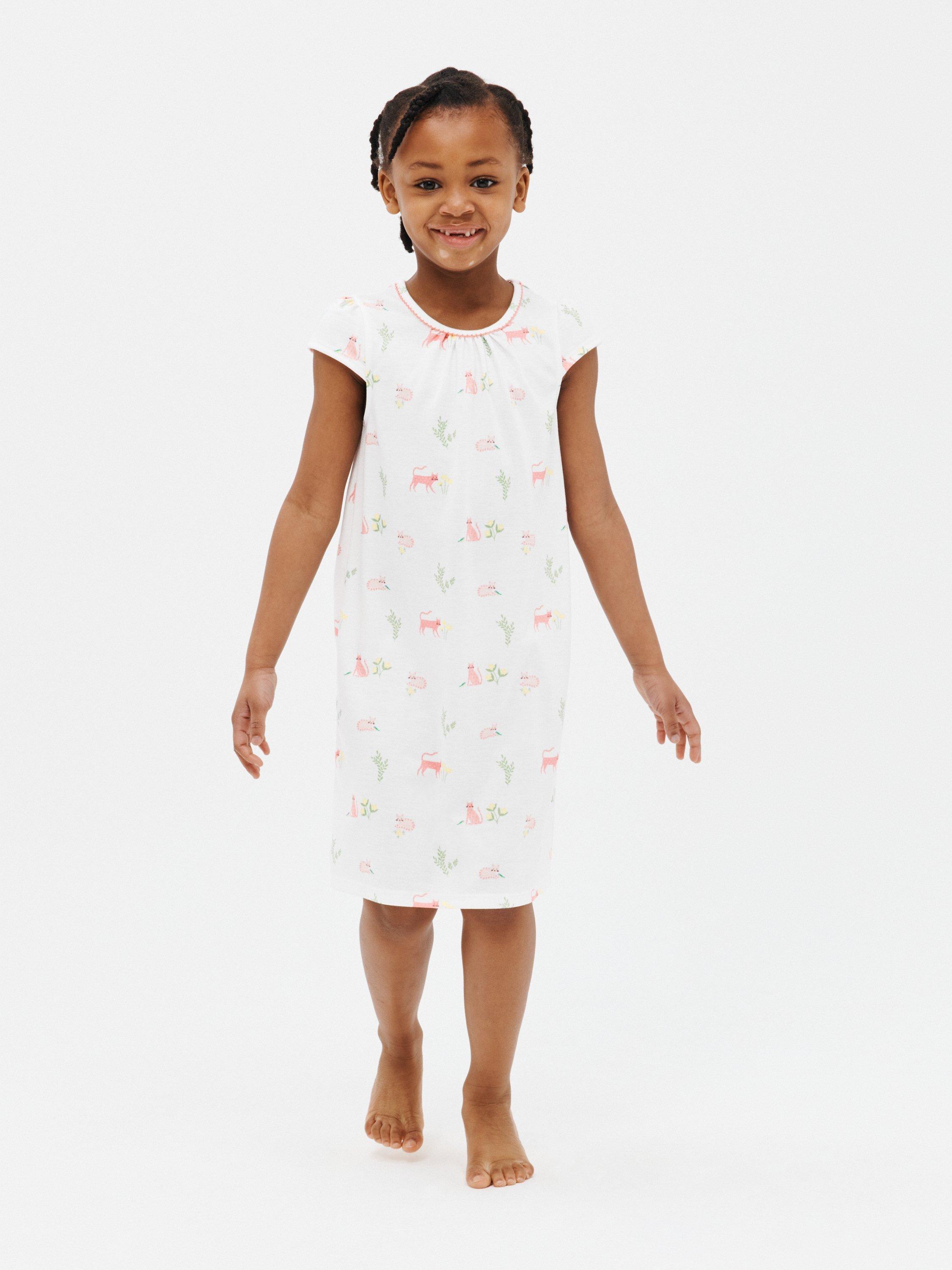 John Lewis Kids' Cat Print Nightie, White
