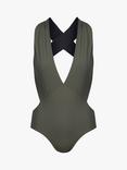 Davy J The Statement Cut Out Swimsuit, Olive