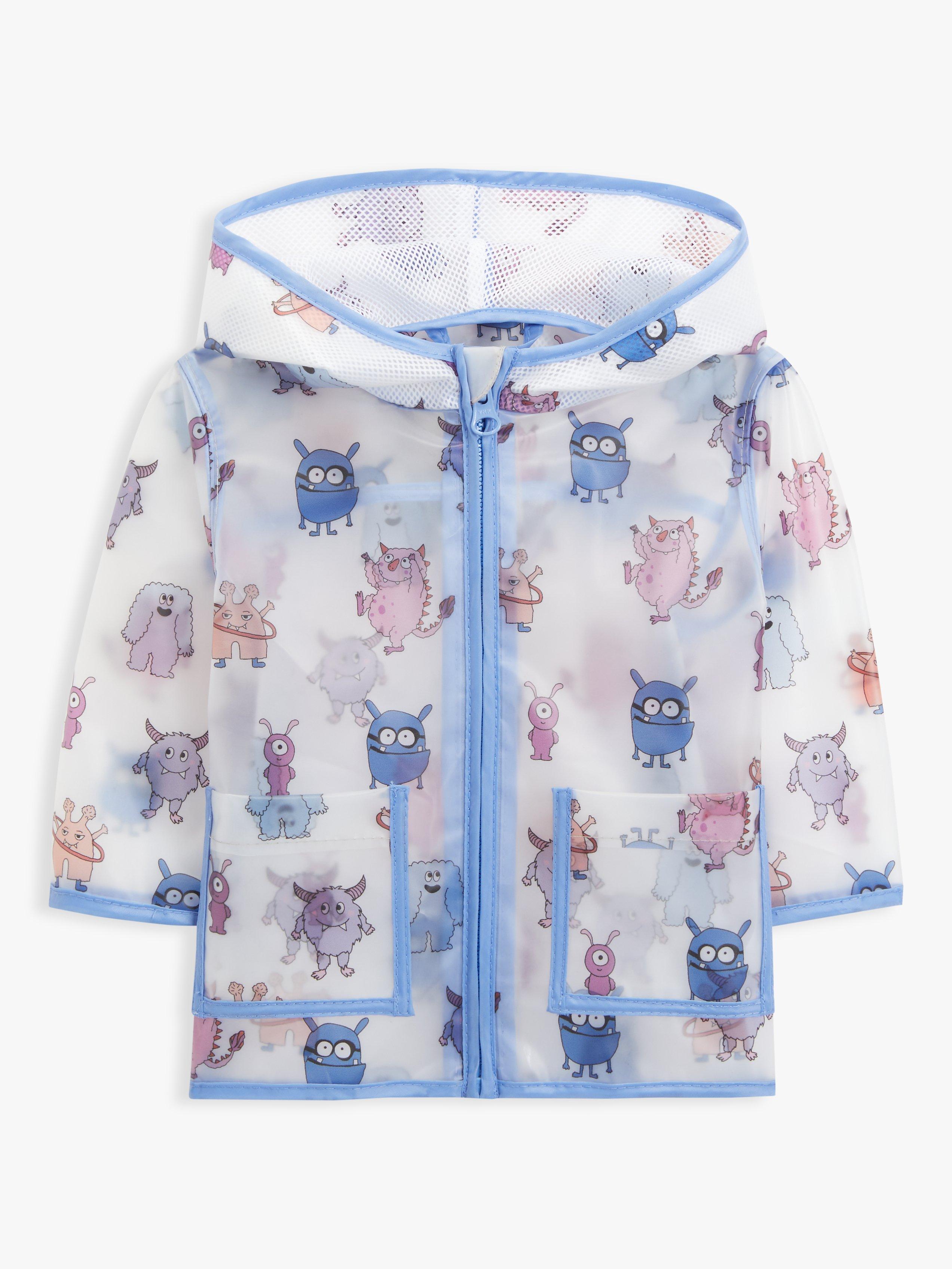 John Lewis ANYDAY Baby Monster Shower Resistant Rain Mac Jacket, Clear
