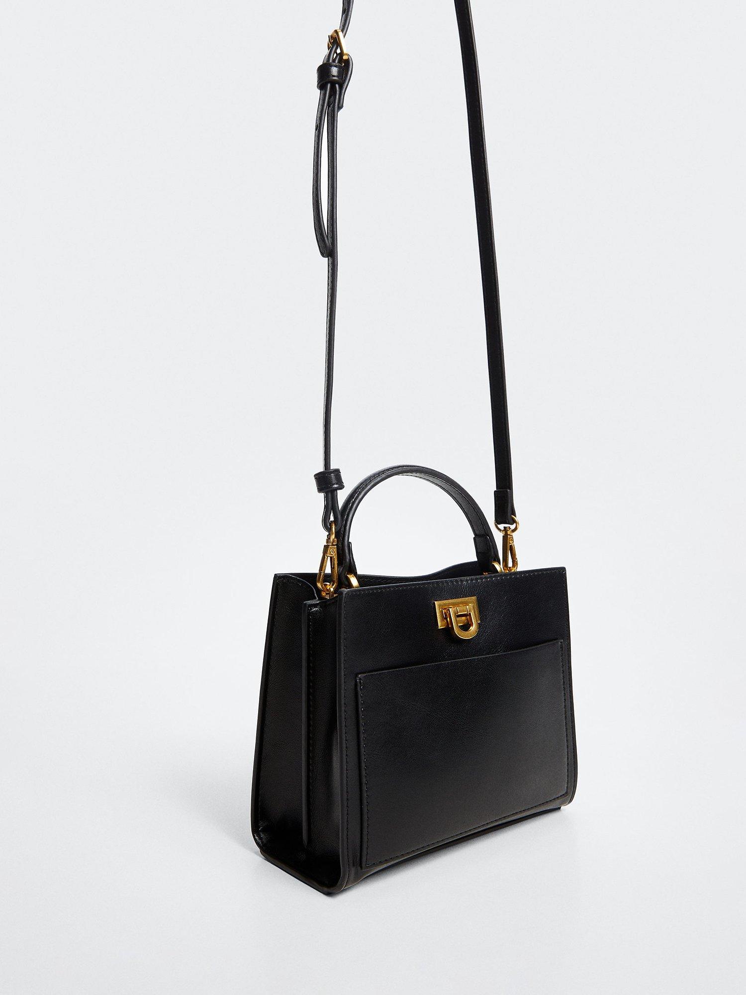 Mango Egipto Shoulder Tote Bag, Black