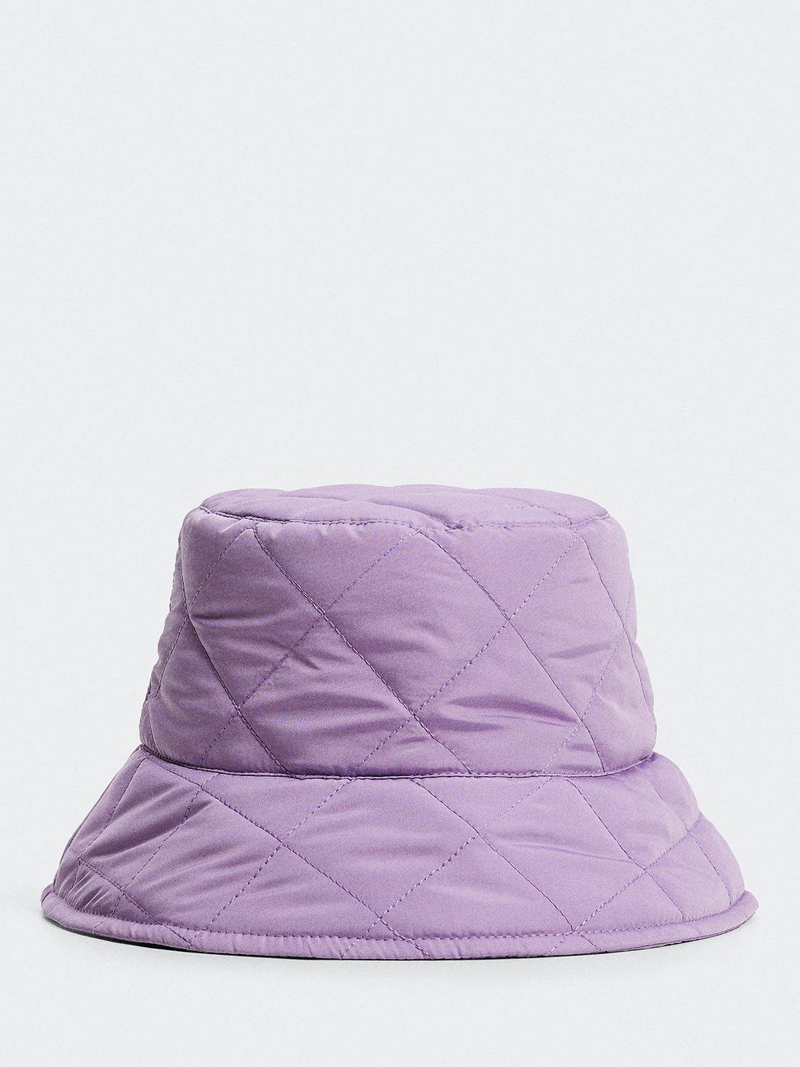 Mango Tona Quilted Bucket Hat, Purple, One Size