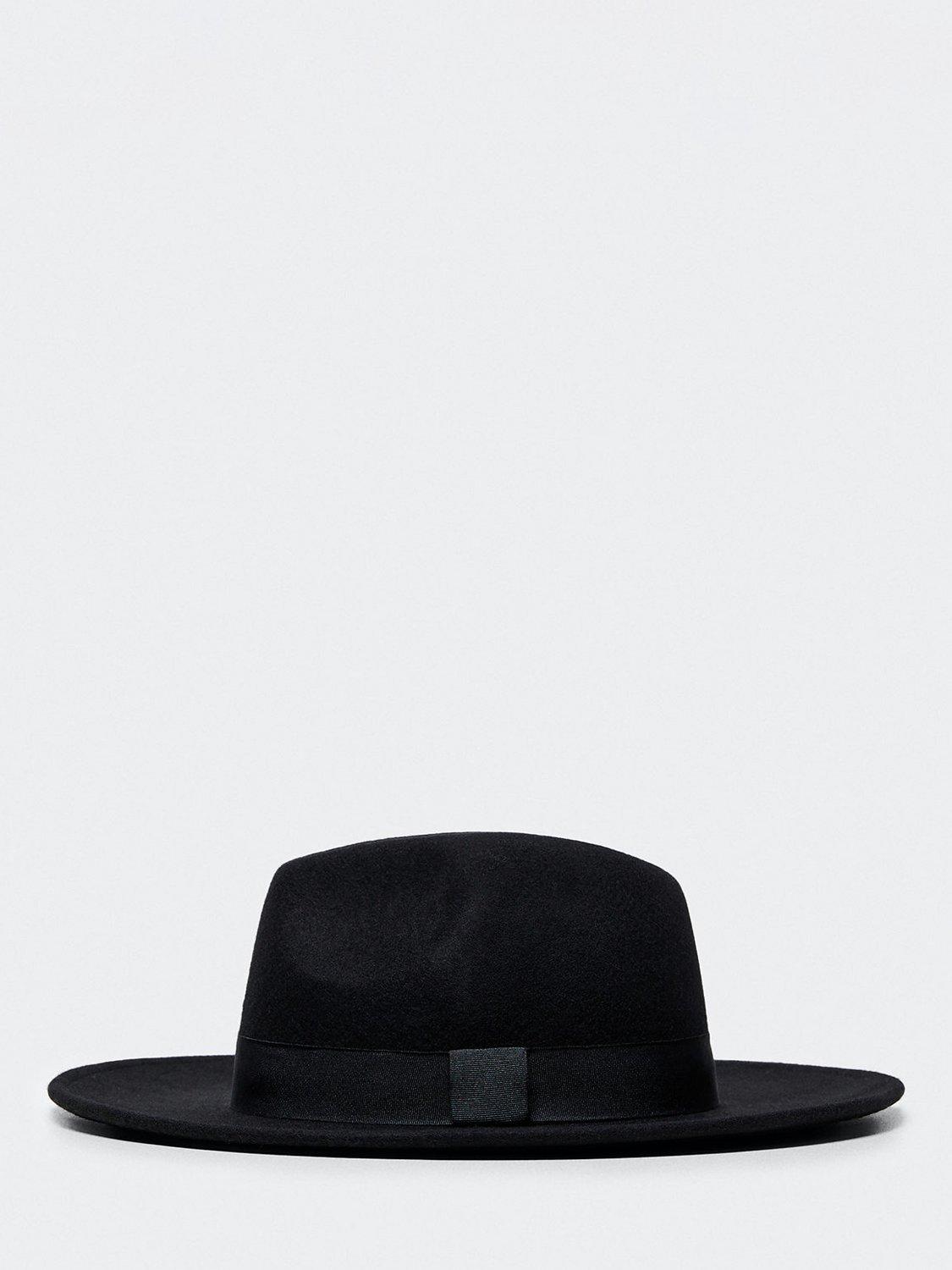 Mango Wool Stitch Fedora Hat, Black