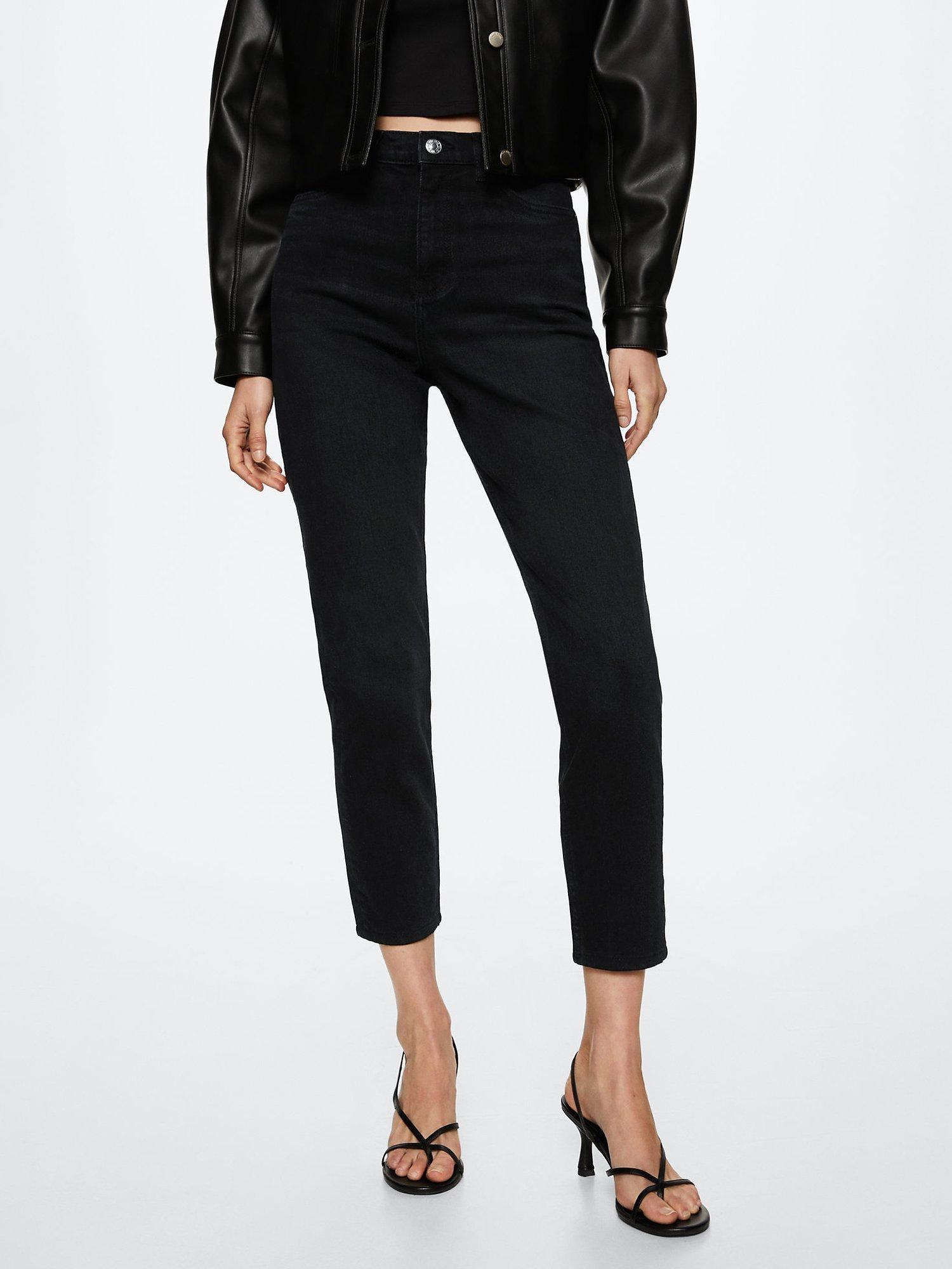 Mango New Mom Cropped Jeans, Black