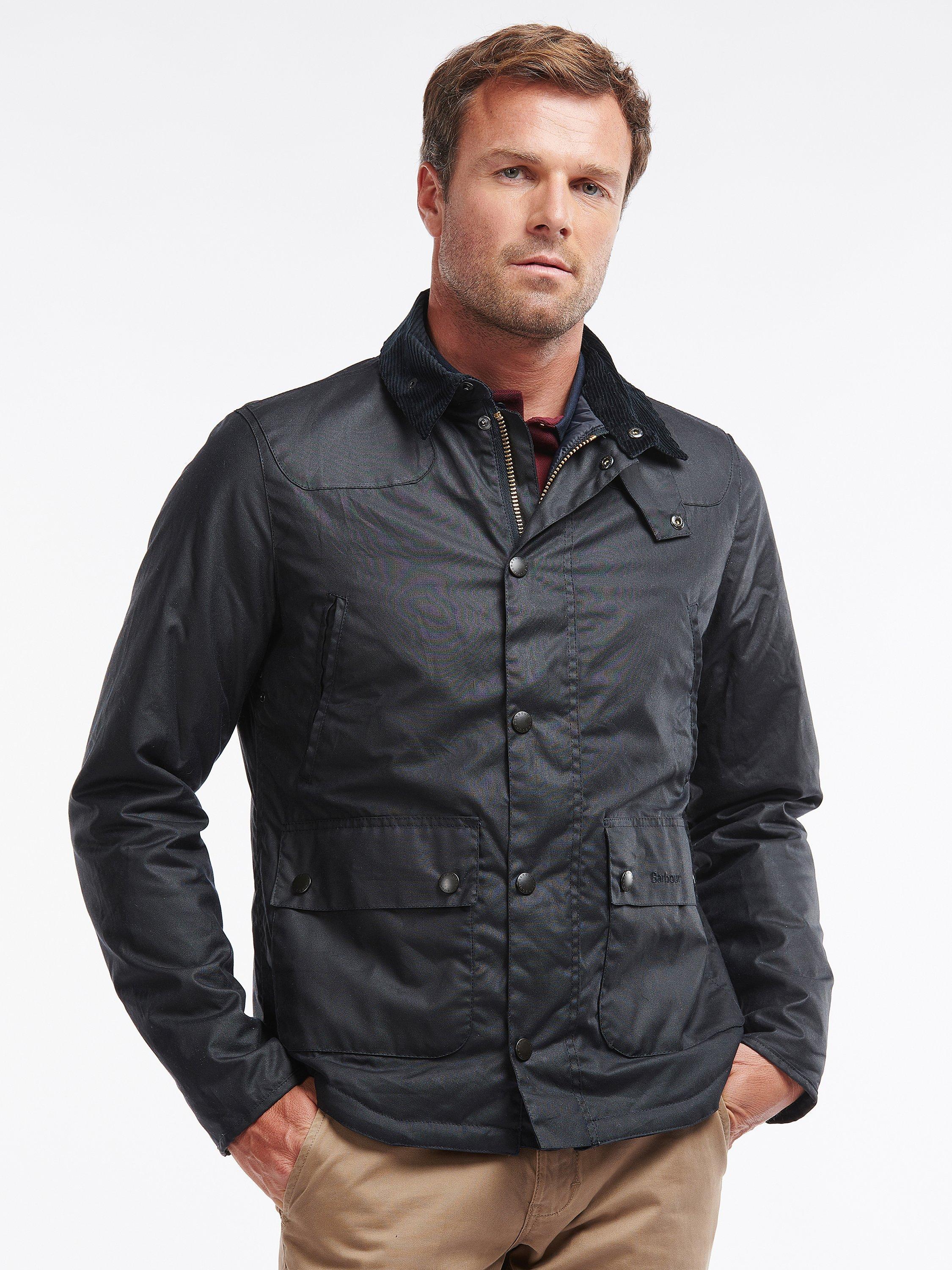 Barbour Reelin Waxed Jacket, Navy