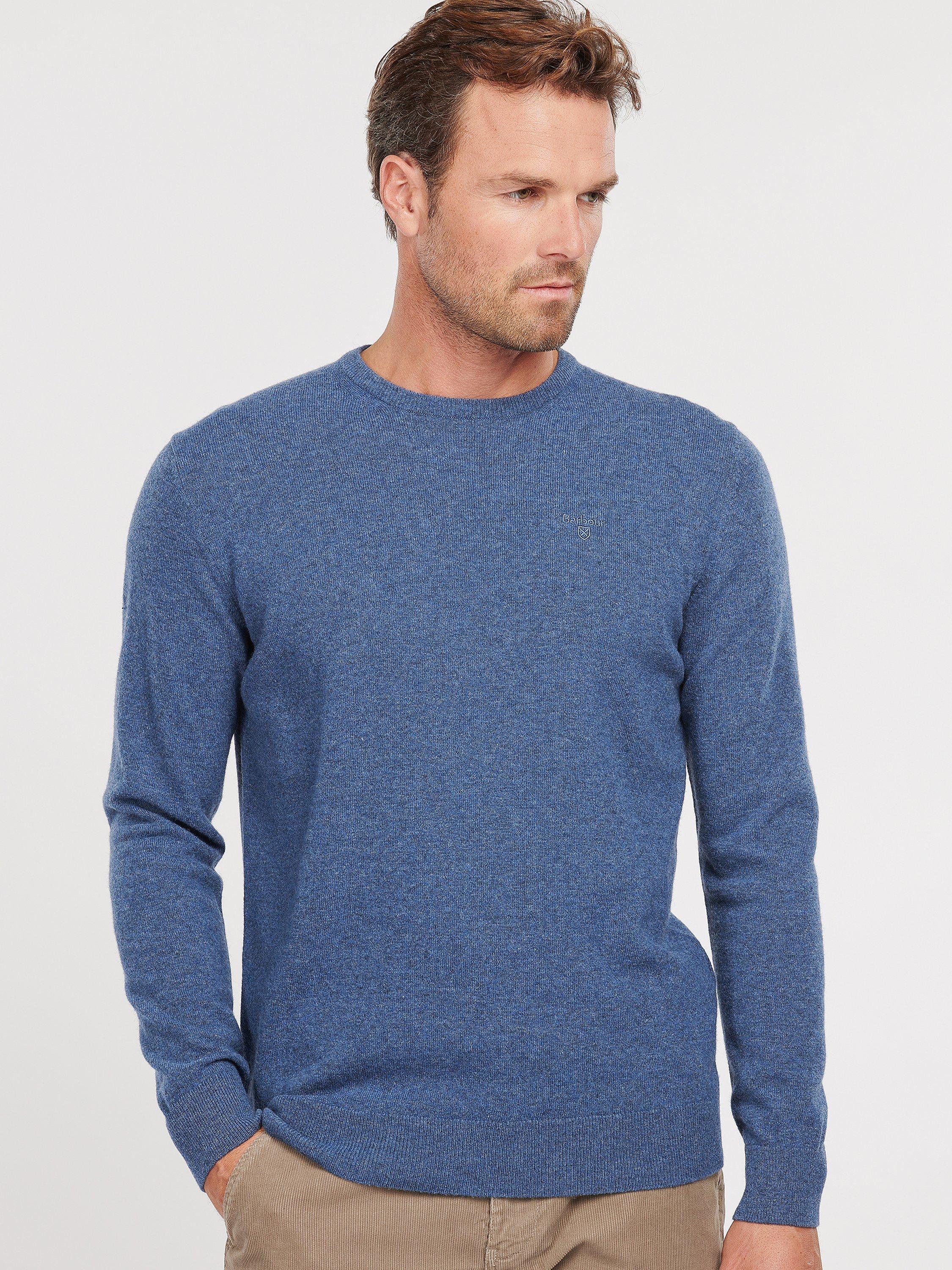 Barbour Essential Wool Crew Neck Jumper, Denim Marl