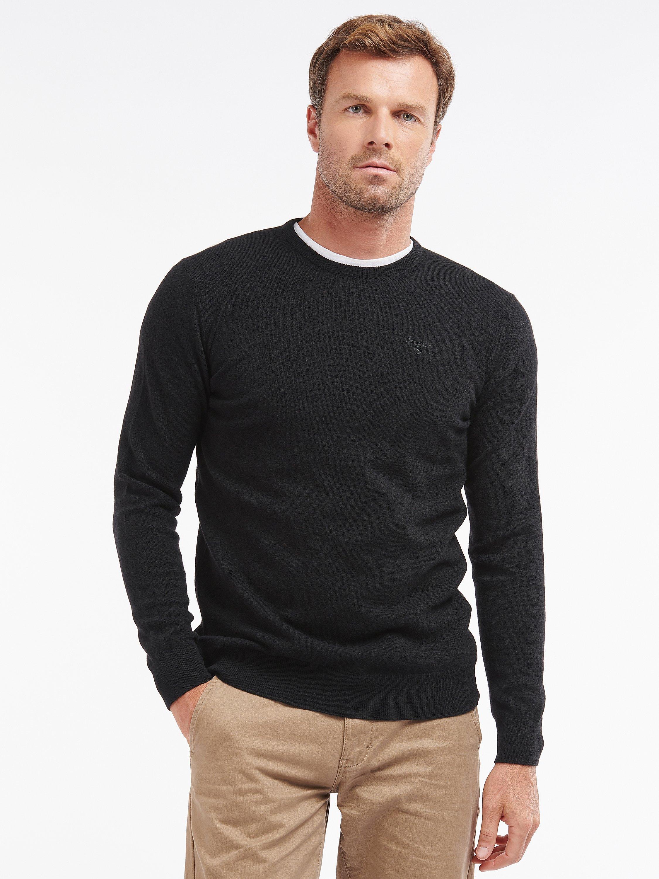 Barbour Essential Wool Crew Neck Jumper, Black