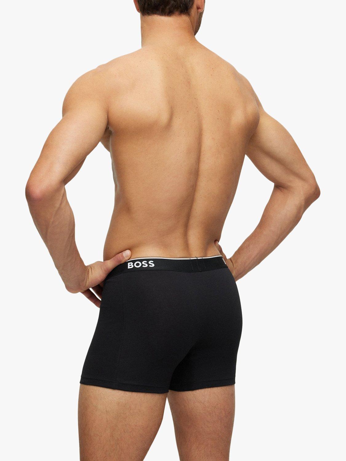 Product image 3 of 5, which shows BOSS Power Cotton Logo Waistband Trunks, Pack of 3, Open Grey/Multi, S