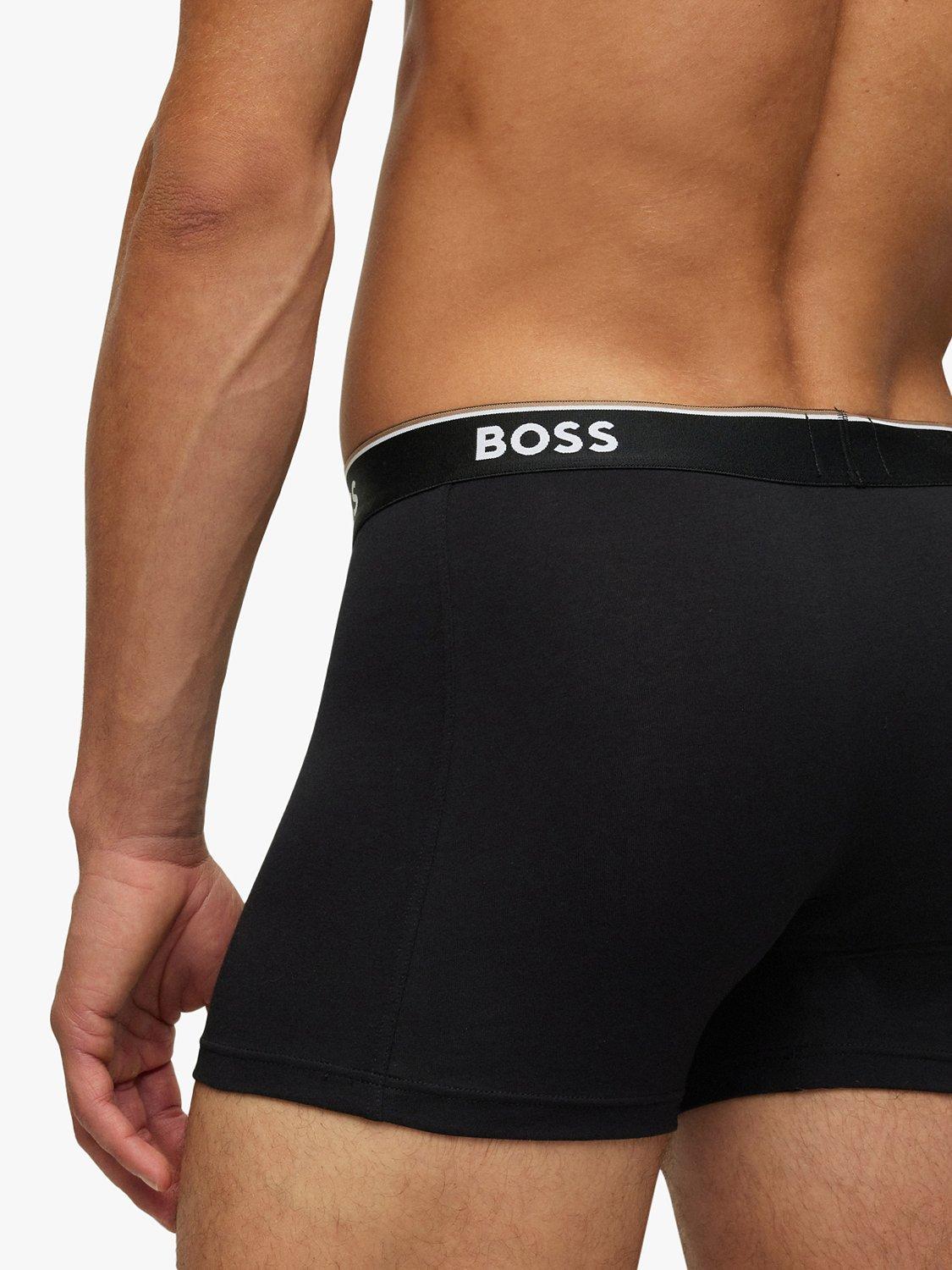 Product image 5 of 5, which shows BOSS Power Cotton Logo Waistband Trunks, Pack of 3, Open Grey/Multi, S