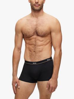 BOSS Essential Cotton Logo Waistband Trunks, Pack of 5 - view 2, Open Blue