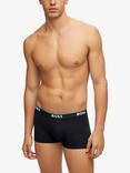 BOSS Power Cotton Logo Waistband Trunks, Pack of 3, Black