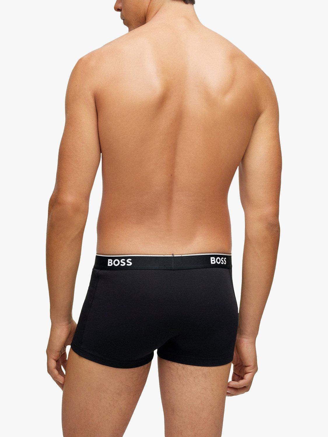 Product image 3 of 5, which shows BOSS Power Cotton Logo Waistband Trunks, Pack of 3, Black, S