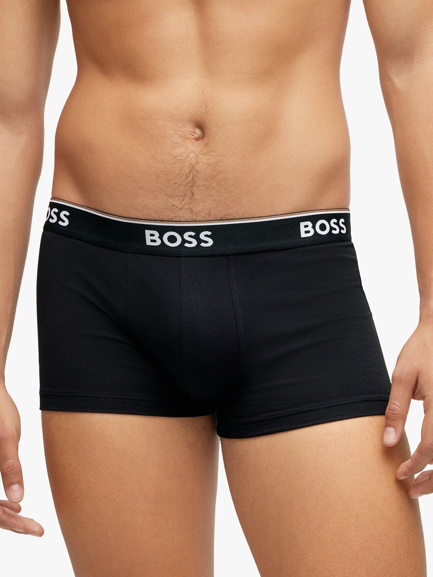 Product image 4 of 5, which shows BOSS Power Cotton Logo Waistband Trunks, Pack of 3, Black, S