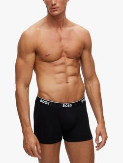 BOSS Power Cotton Logo Waistband Boxer Briefs, Pack of 3 - view 2, Black