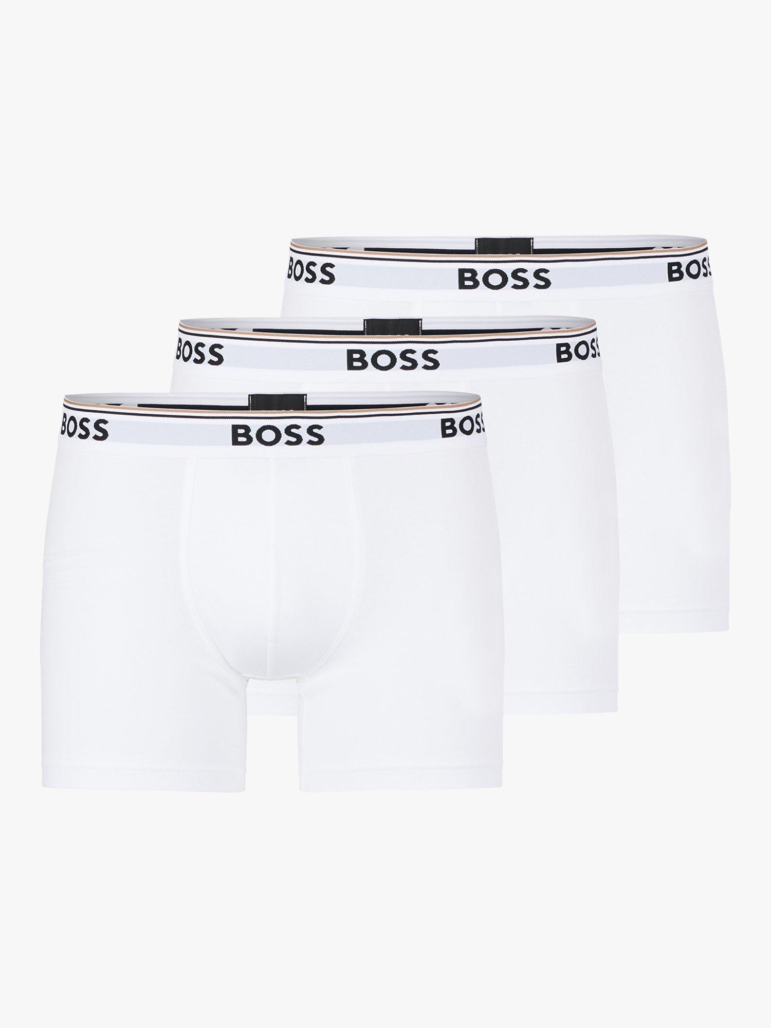 BOSS Power Cotton Logo Waistband Trunks, Pack of 3, White, S