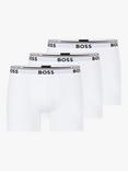 BOSS Power Cotton Logo Waistband Boxer Briefs, Pack of 3, White