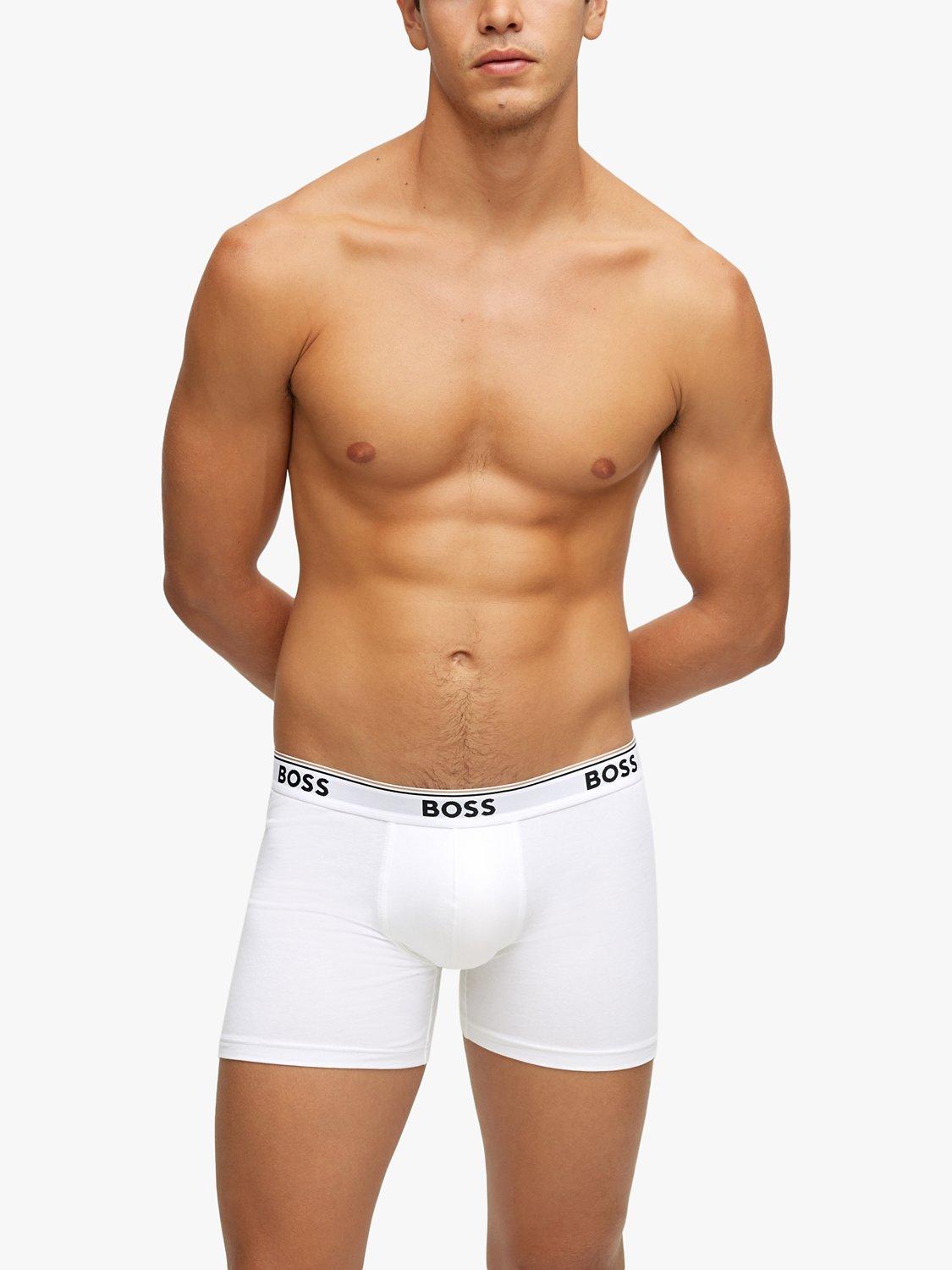 BOSS Power Cotton Logo Waistband Trunks, Pack of 3, White, S