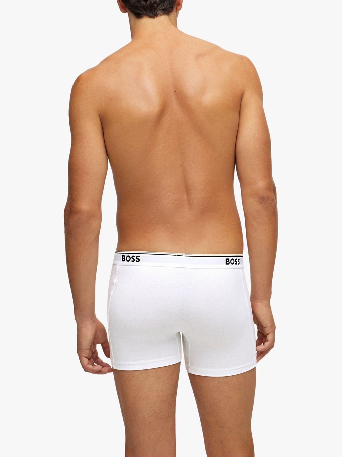 BOSS Power Cotton Logo Waistband Trunks, Pack of 3, White, S